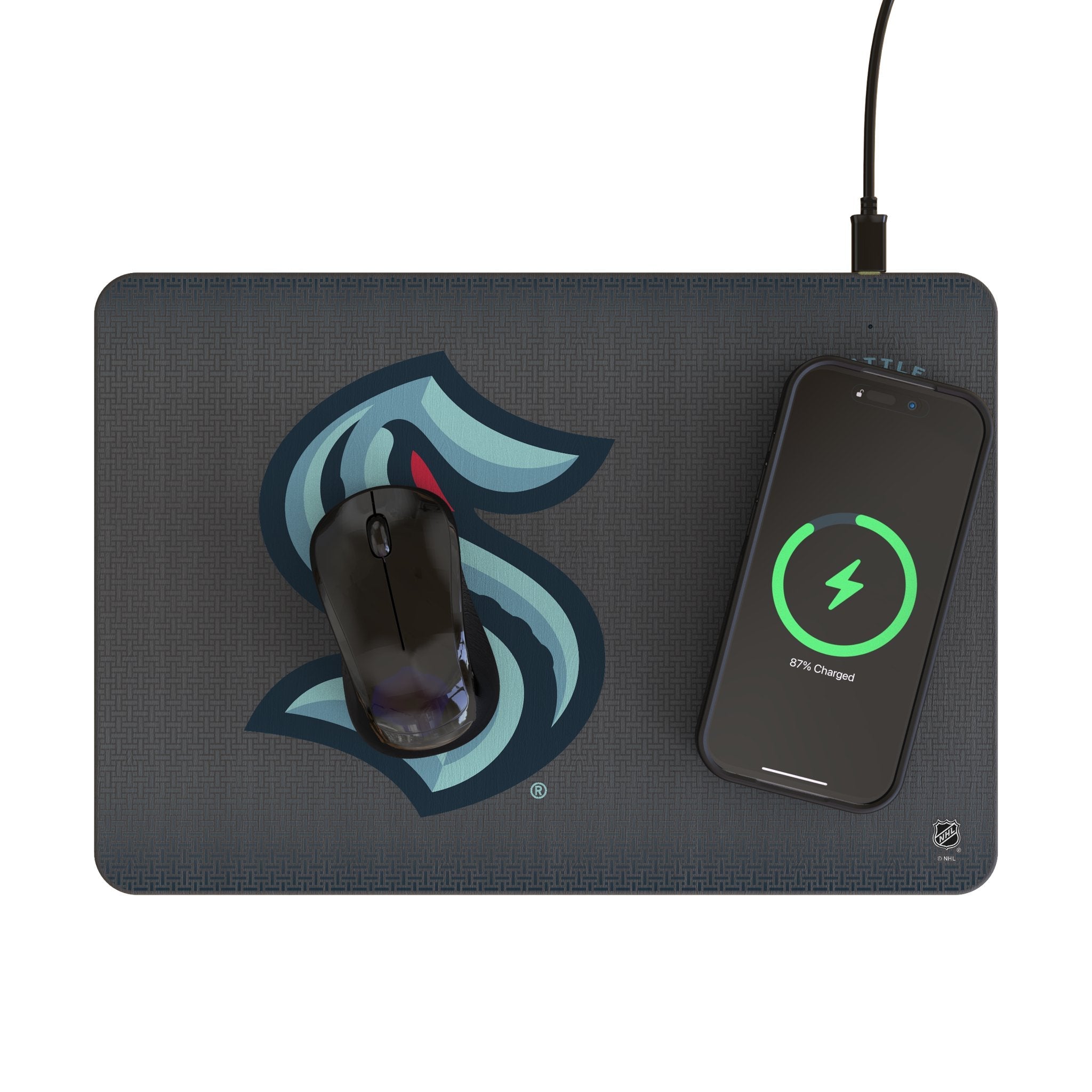 Seattle Kraken Linen 15-Watt Wireless Charger and Mouse Pad