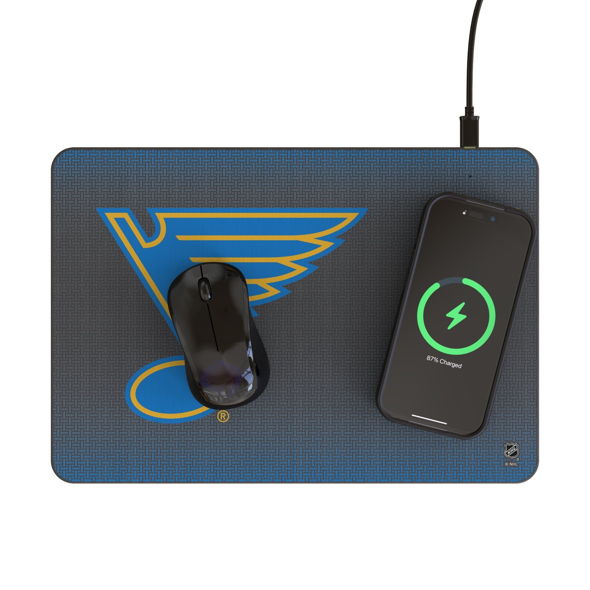 St. Louis Blues Linen 15-Watt Wireless Charger and Mouse Pad