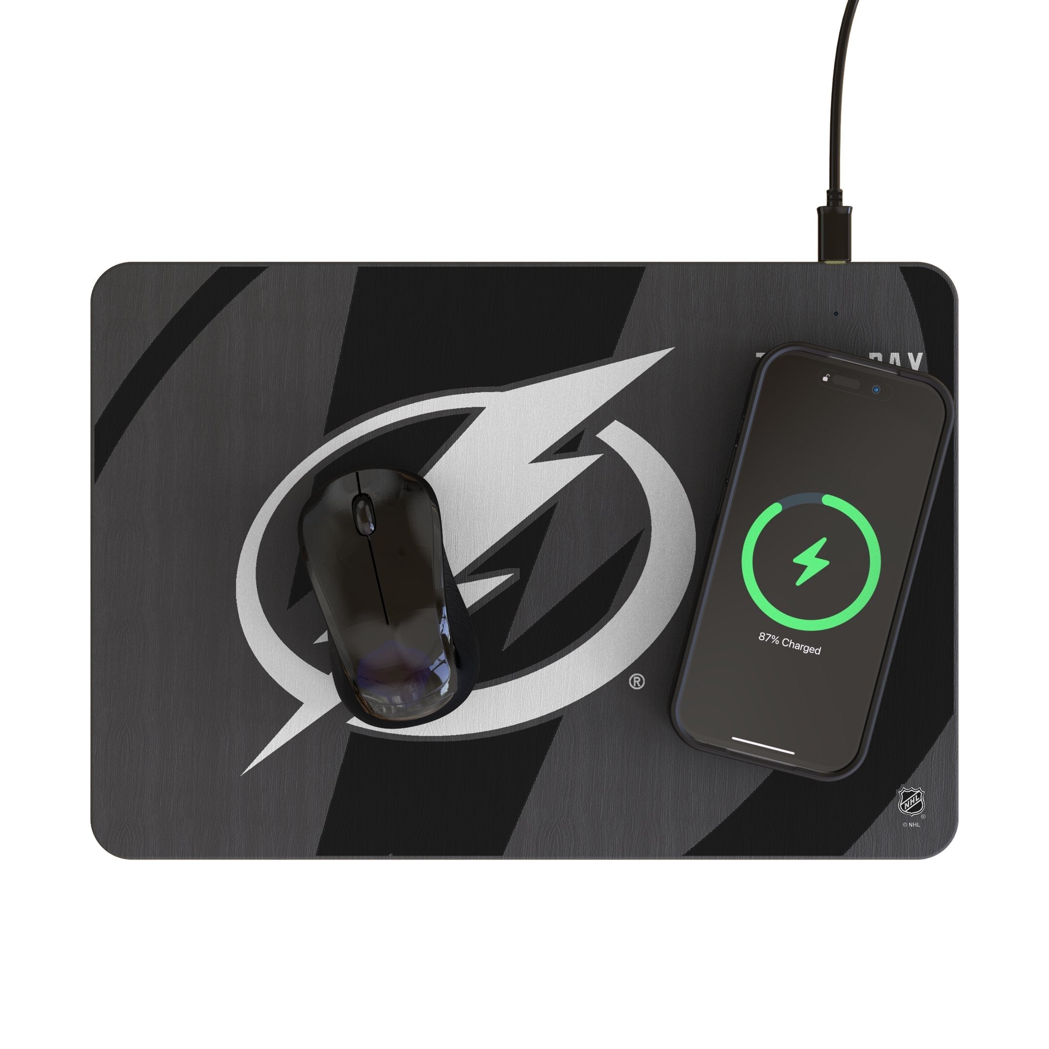 Tampa Bay Lightning Monocolor Tilt 15-Watt Wireless Charger and Mouse Pad
