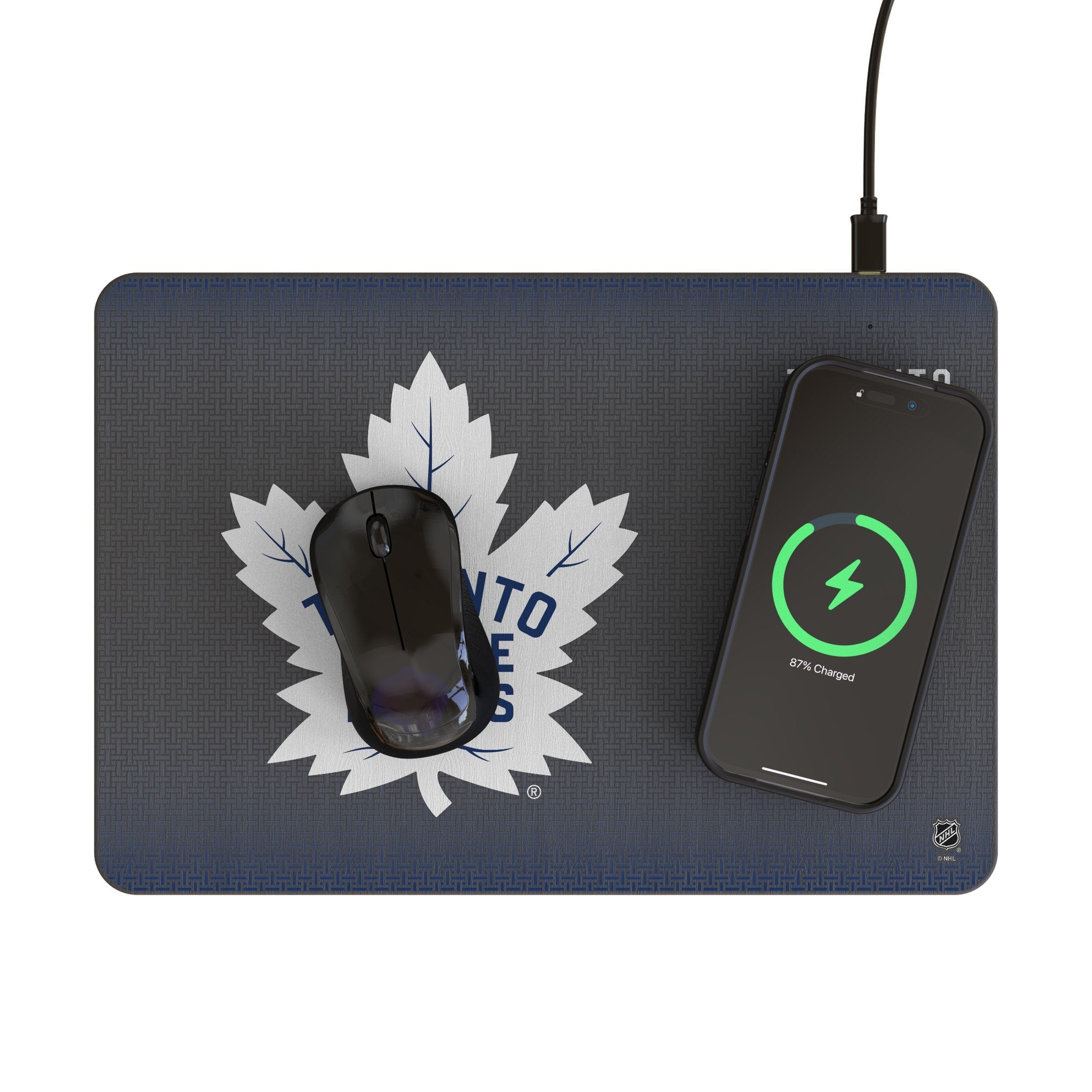 Toronto Maple Leafs Linen 15-Watt Wireless Charger and Mouse Pad