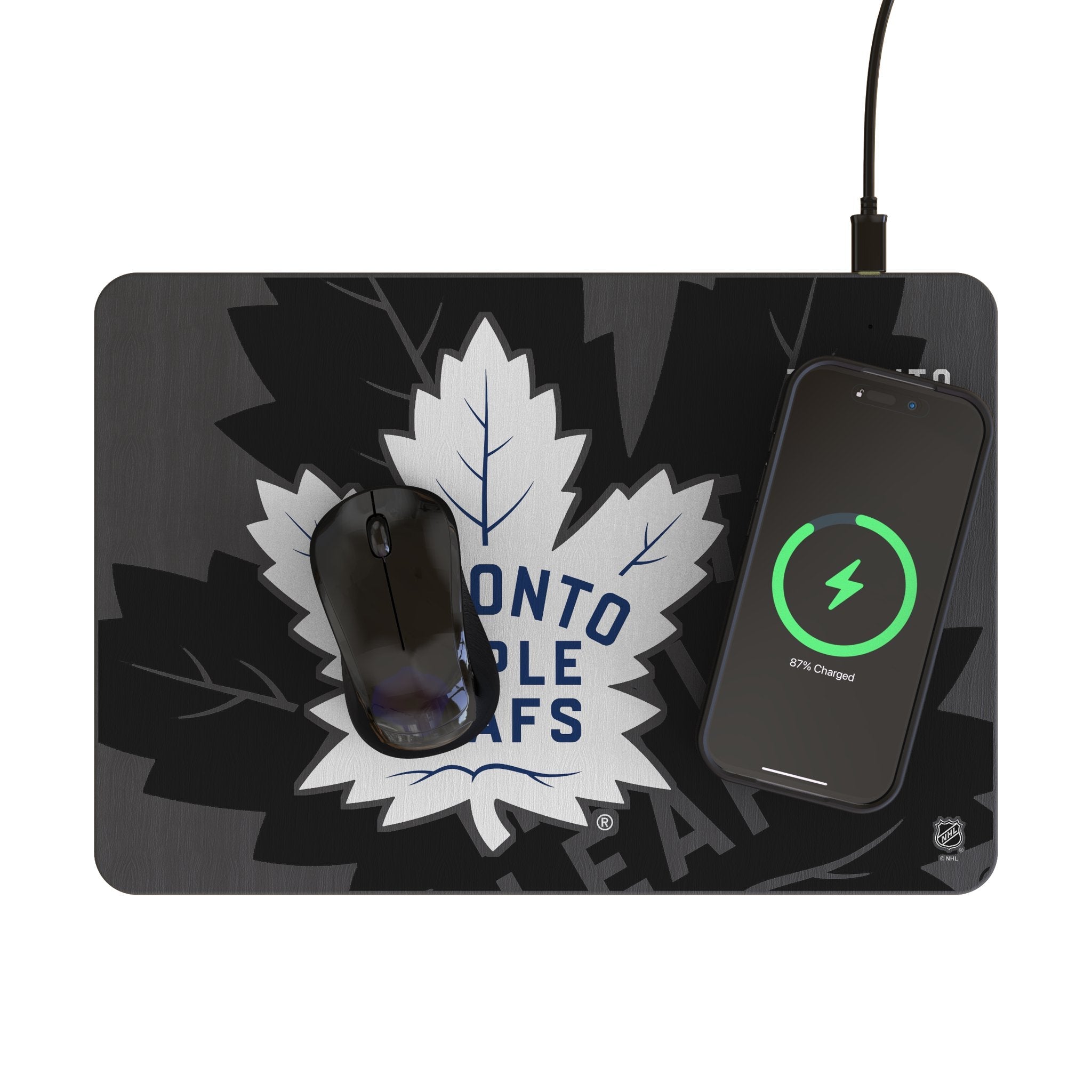 Toronto Maple Leafs Monocolor Tilt 15-Watt Wireless Charger and Mouse Pad
