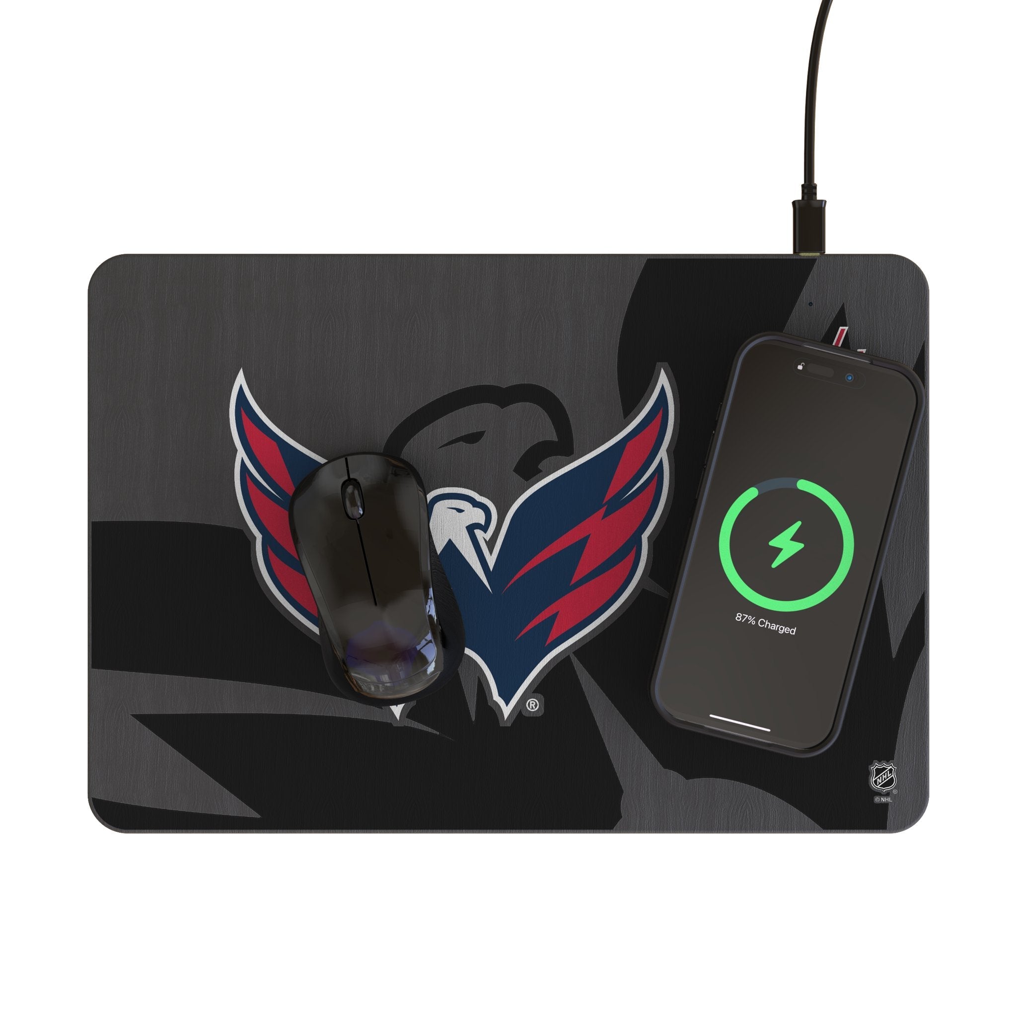 Washington Capitals Monocolor Tilt 15-Watt Wireless Charger and Mouse Pad