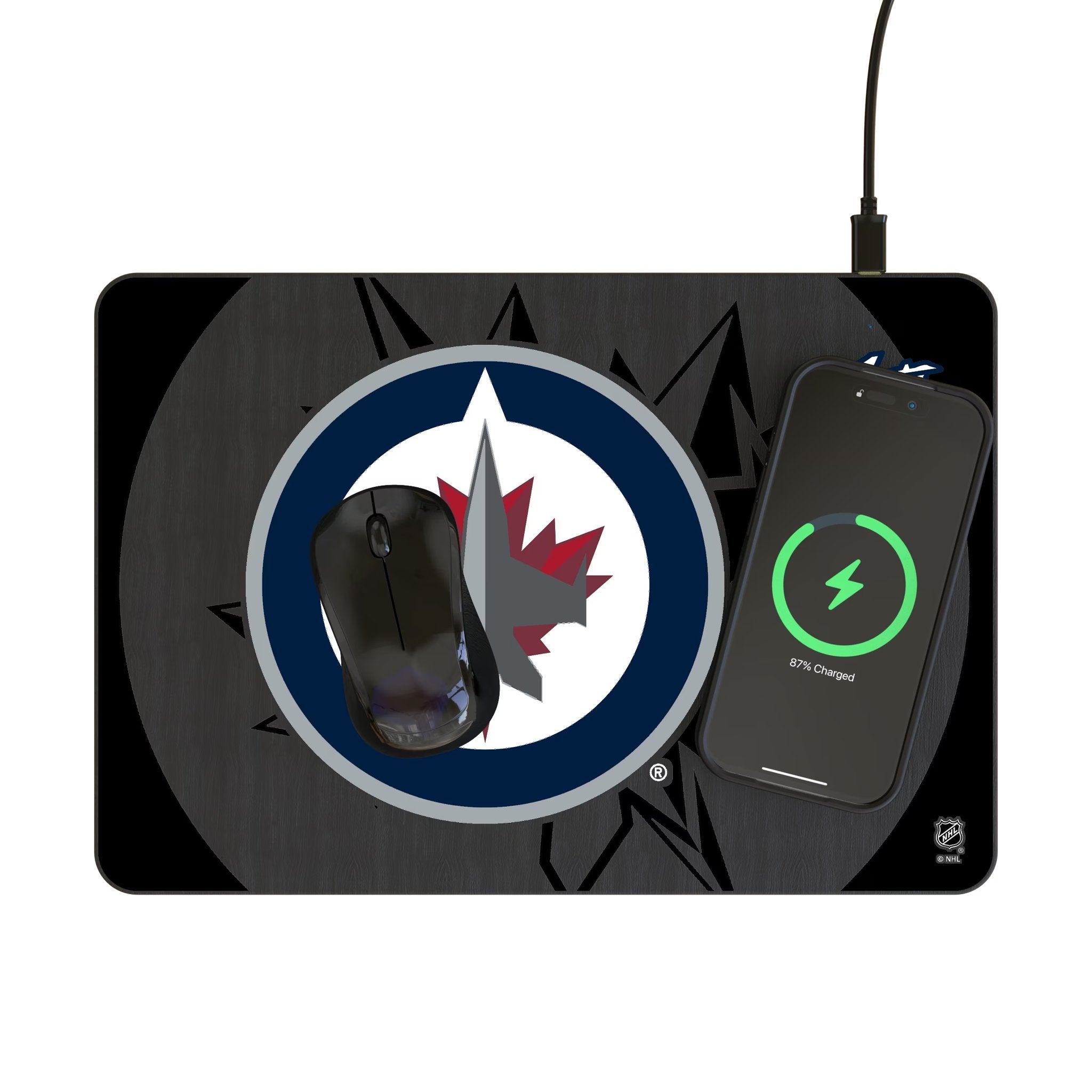 Winnipeg Jets Monocolor Tilt 15-Watt Wireless Charger and Mouse Pad