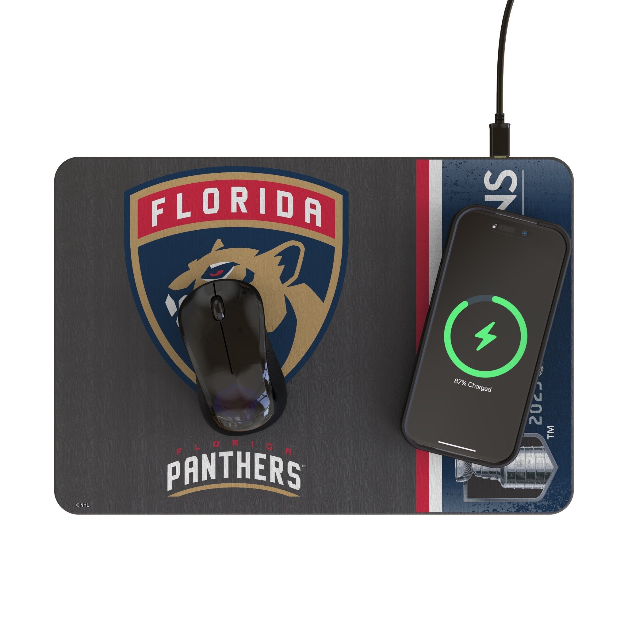 Florida Panthers 2025 Stanley Cup 15-Watt Wireless Charger and Mouse Pad