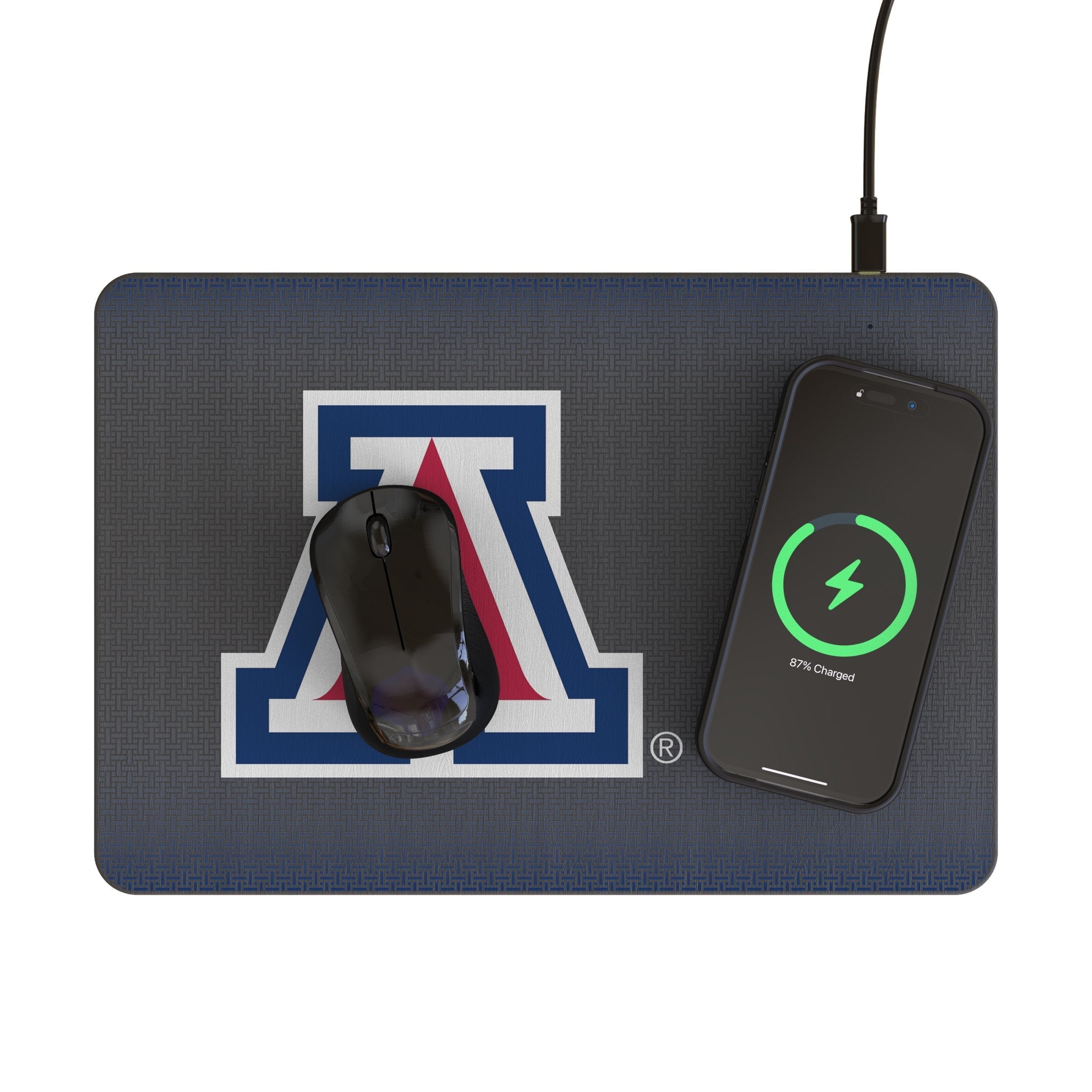 University of Arizona Wildcats Linen 15-Watt Wireless Charger and Mouse Pad 2