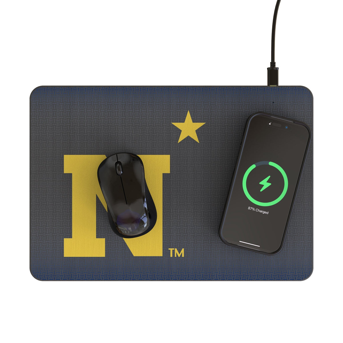 United State Naval Academy Midshipmen Linen 15-Watt Wireless Charger and Mouse Pad
