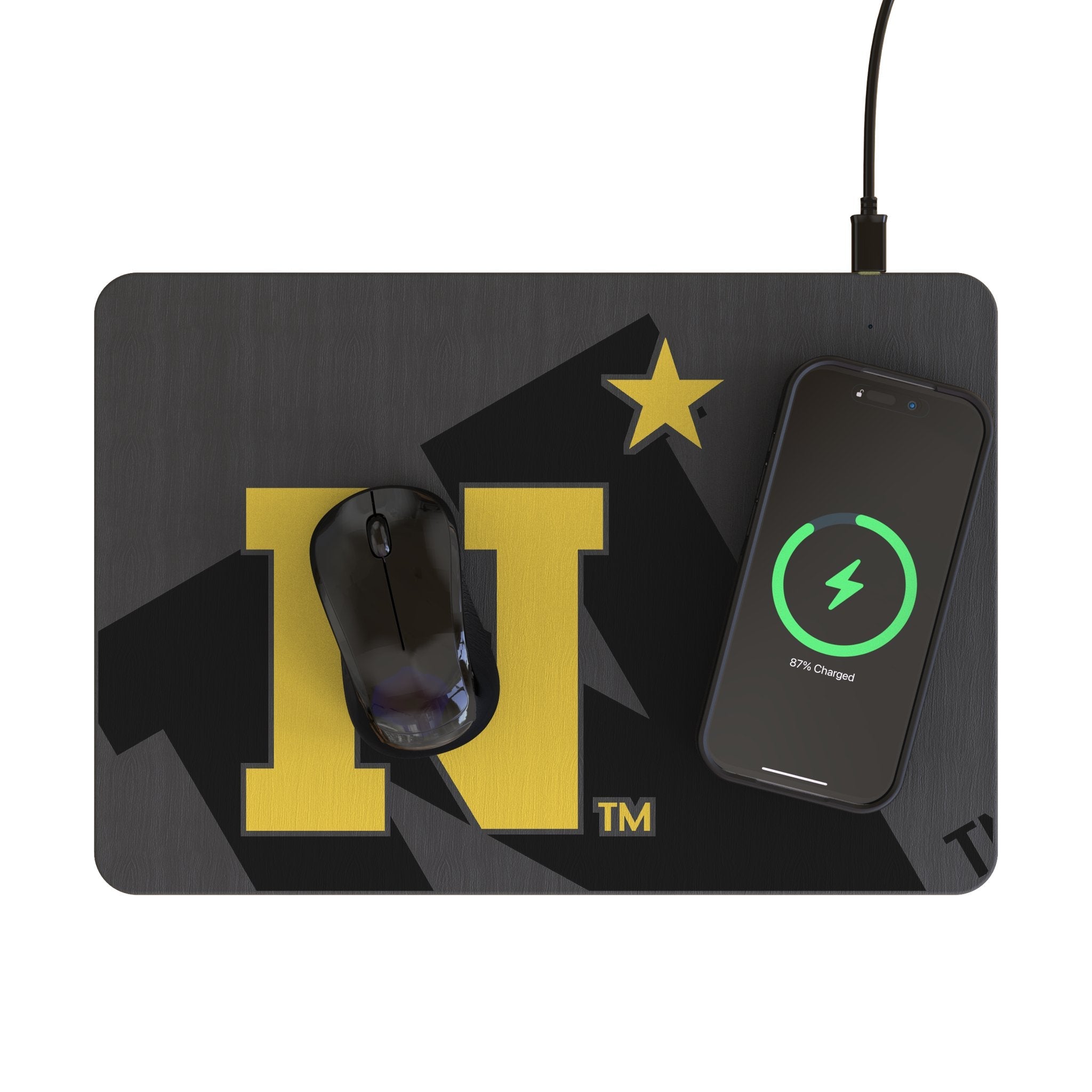 United State Naval Academy Midshipmen Monocolor Tilt 15-Watt Wireless Charger and Mouse Pad
