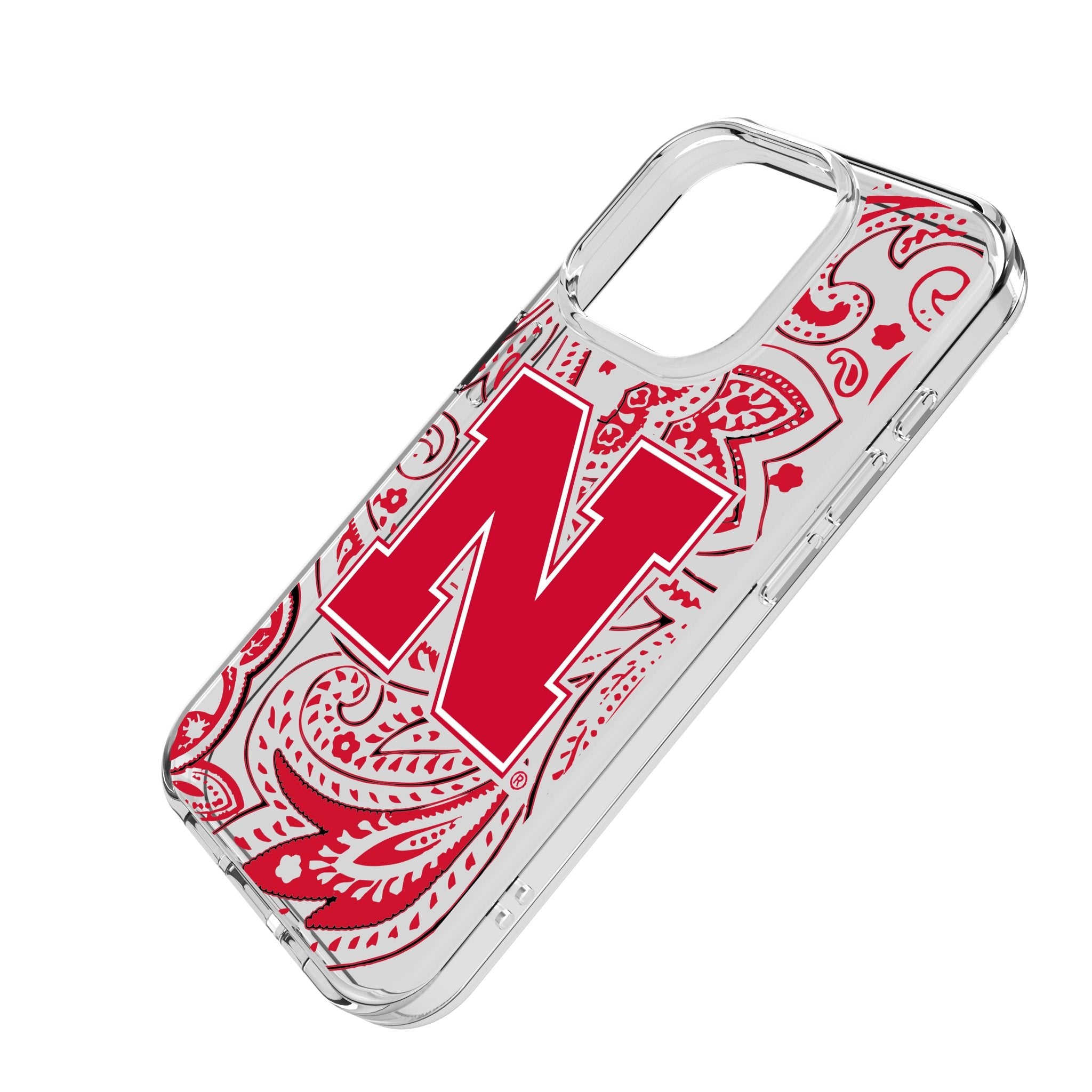 University of Nebraska Huskers Block N Paisley Clear Phone Case for Apple iPhone 2