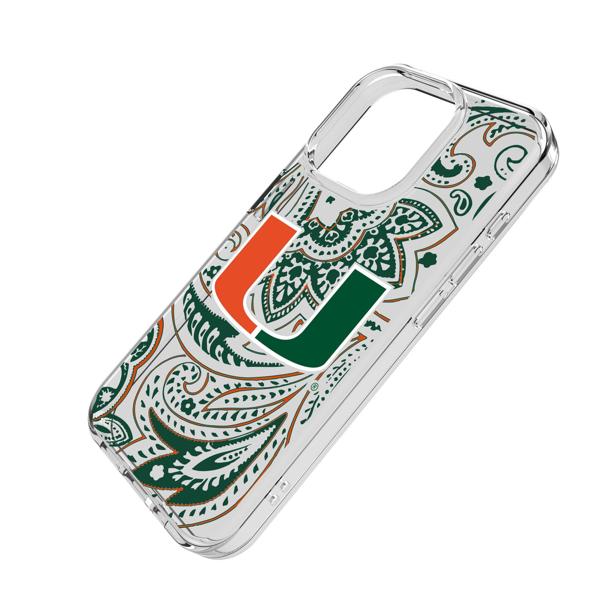 University of Miami Hurricanes Paisley Clear Phone Case for Apple iPhone 2