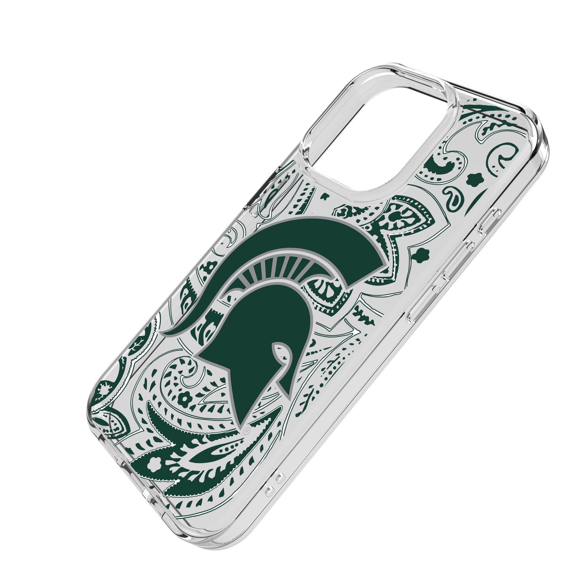 Michigan State University Spartans Paisley Clear Phone Case for Apple iPhone