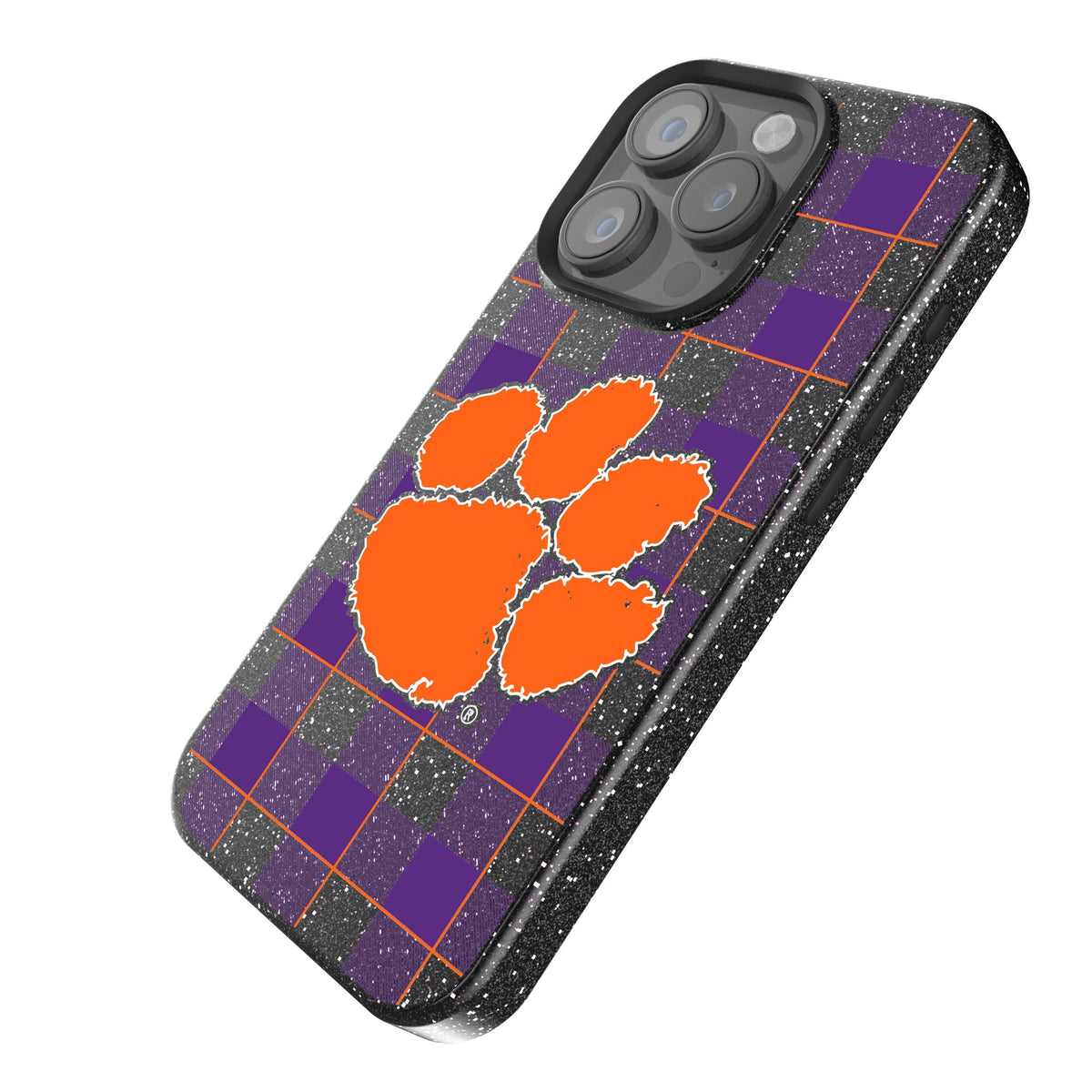 Clemson University Tigers Plaid Bling Phone Case 2