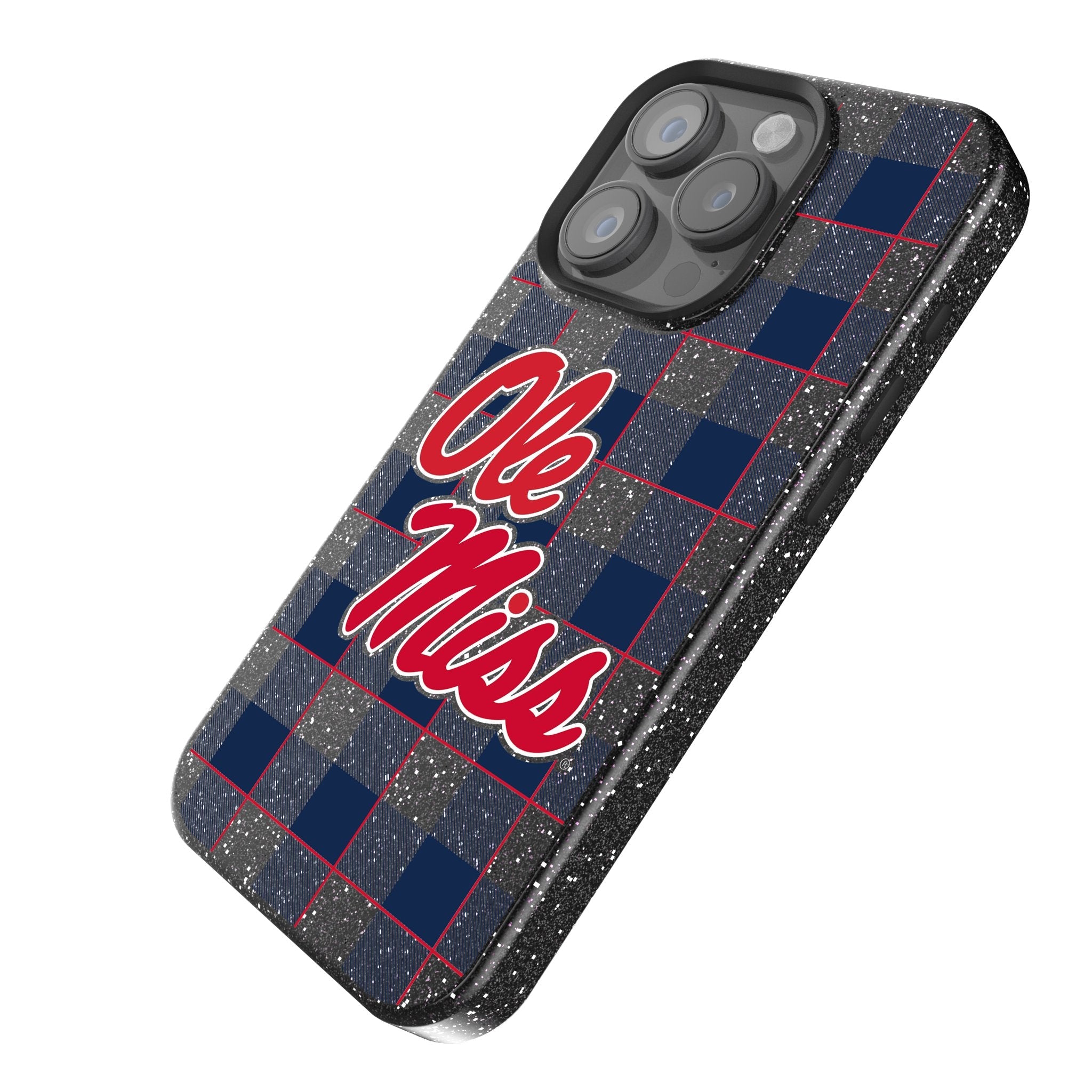 University of Mississippi Rebels Plaid Bling Phone Case 2