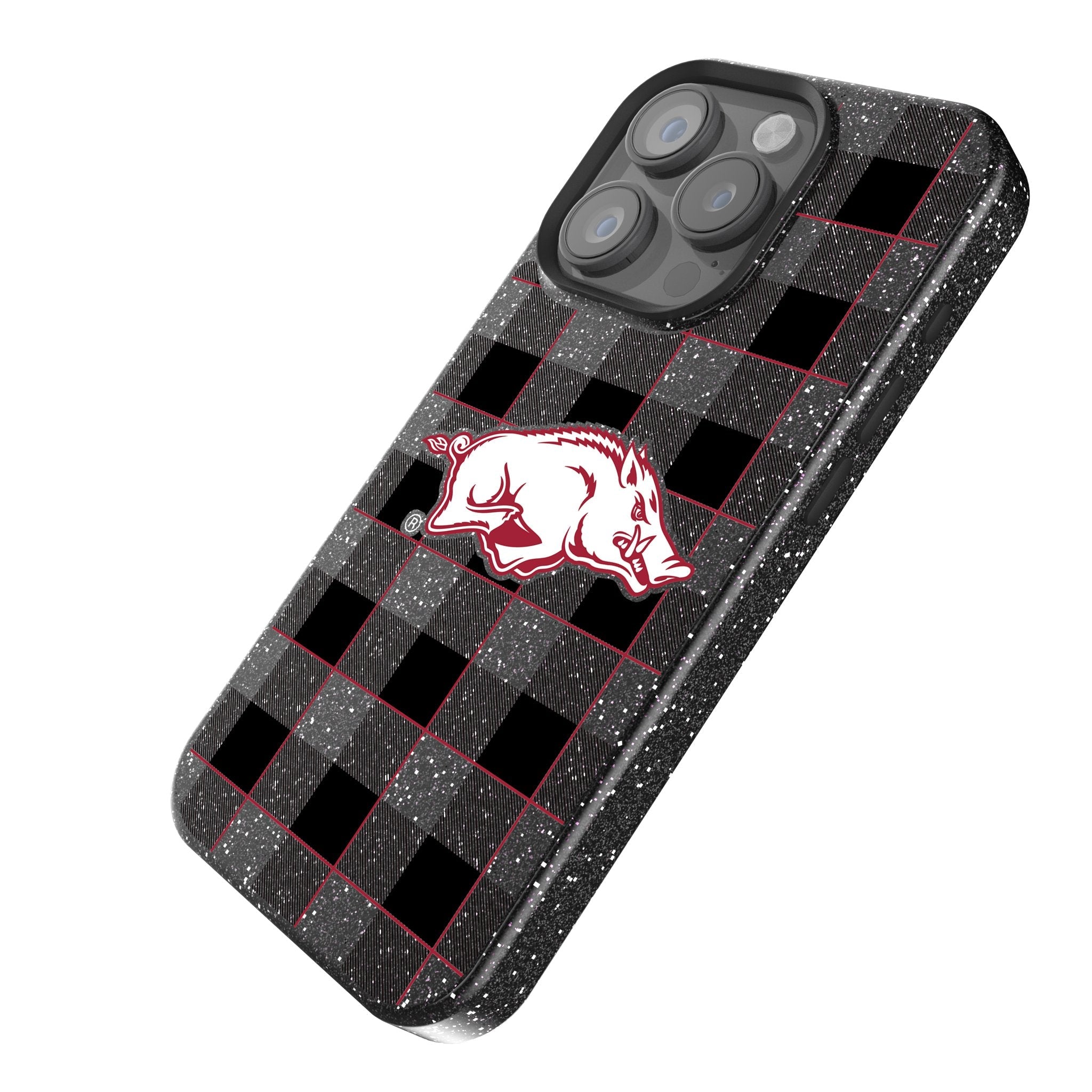 University of Arkansas Fayetteville Razorbacks Plaid Bling Phone Case 2
