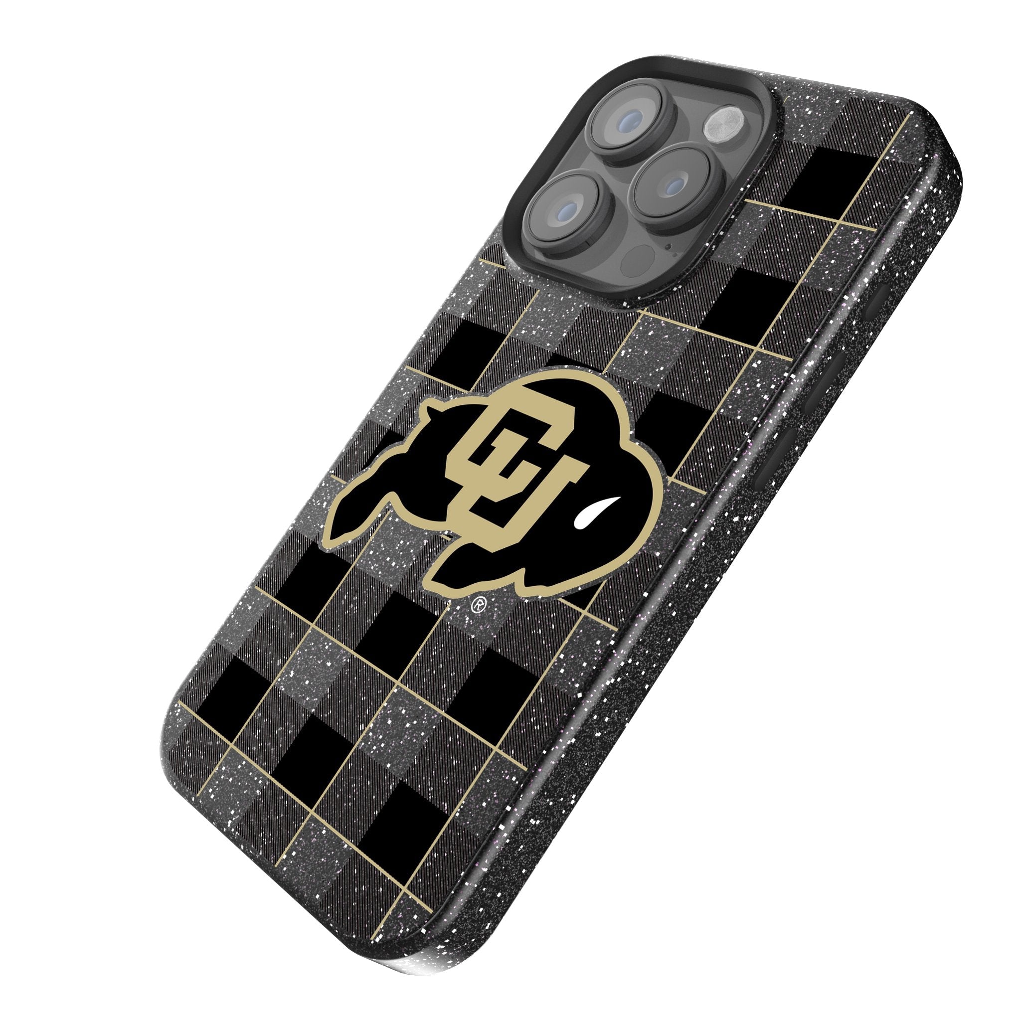 University of Colorado Buffaloes Plaid Bling Phone Case 2