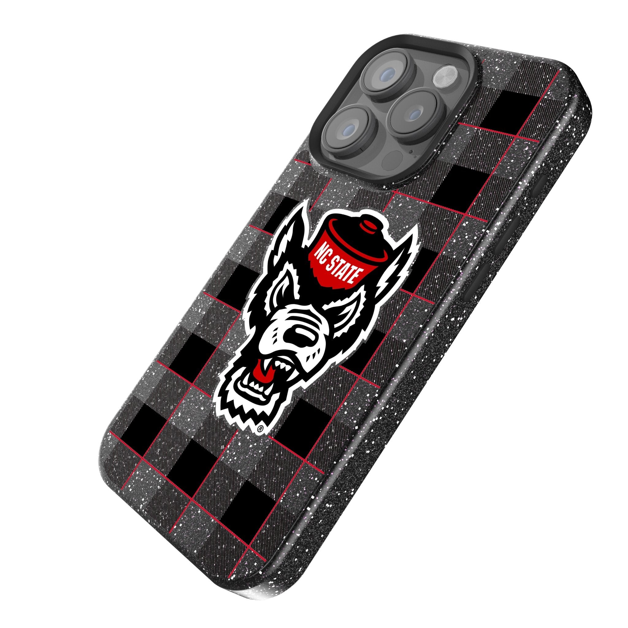 North Carolina State University Wolfpack Plaid Bling Phone Case