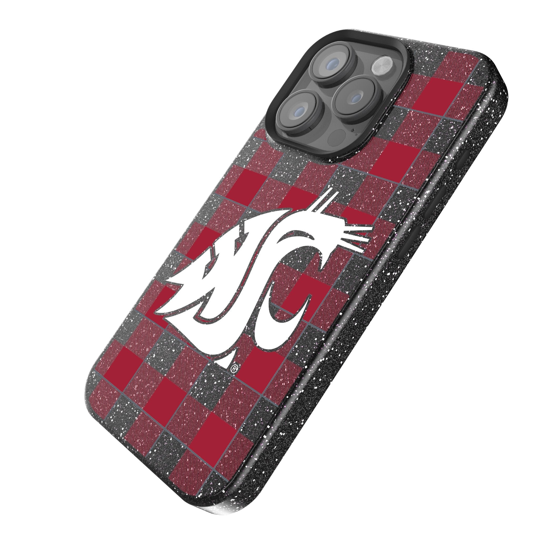 Washington State University Cougars Plaid Bling Phone Case