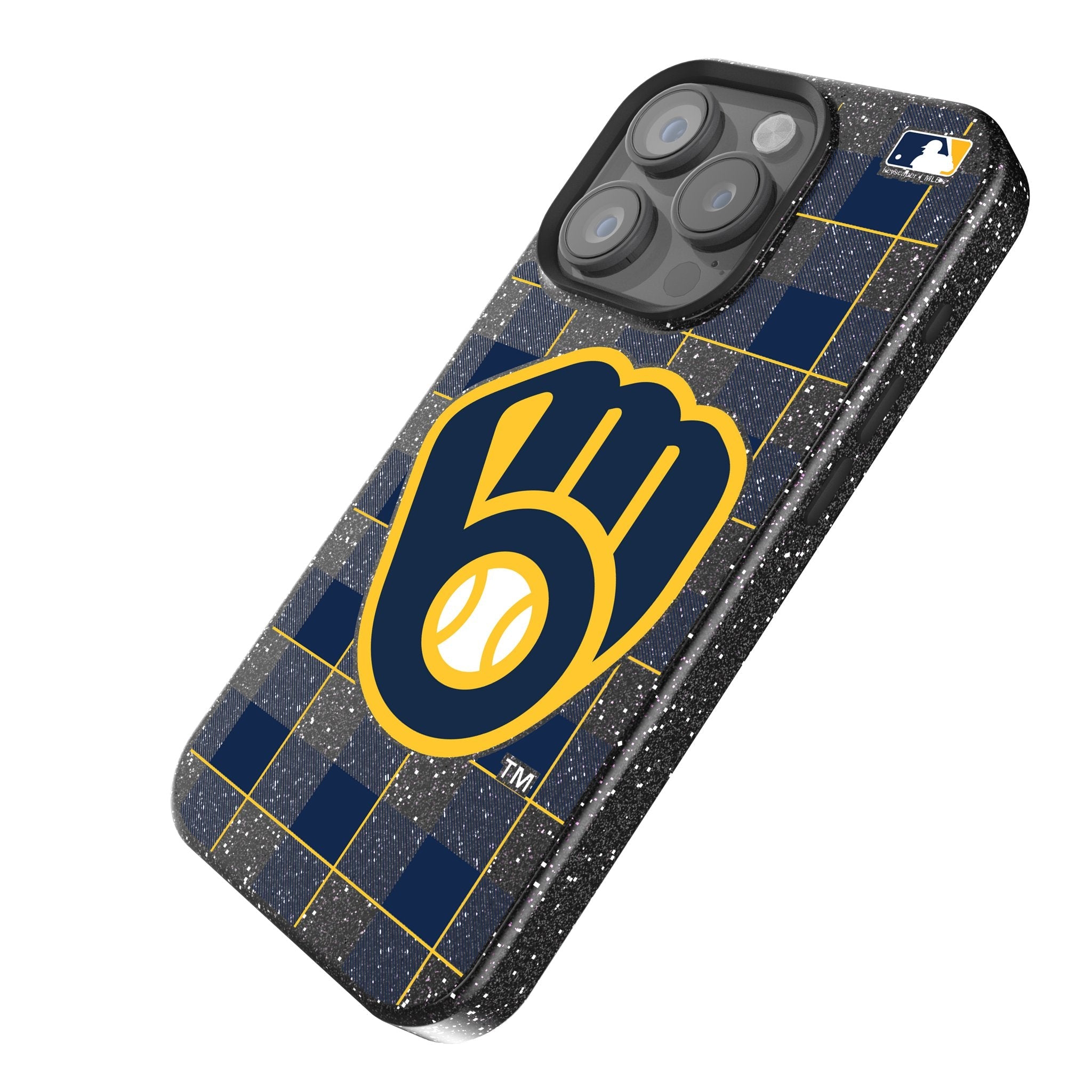 Milwaukee Brewers Plaid Bling Phone Case 2