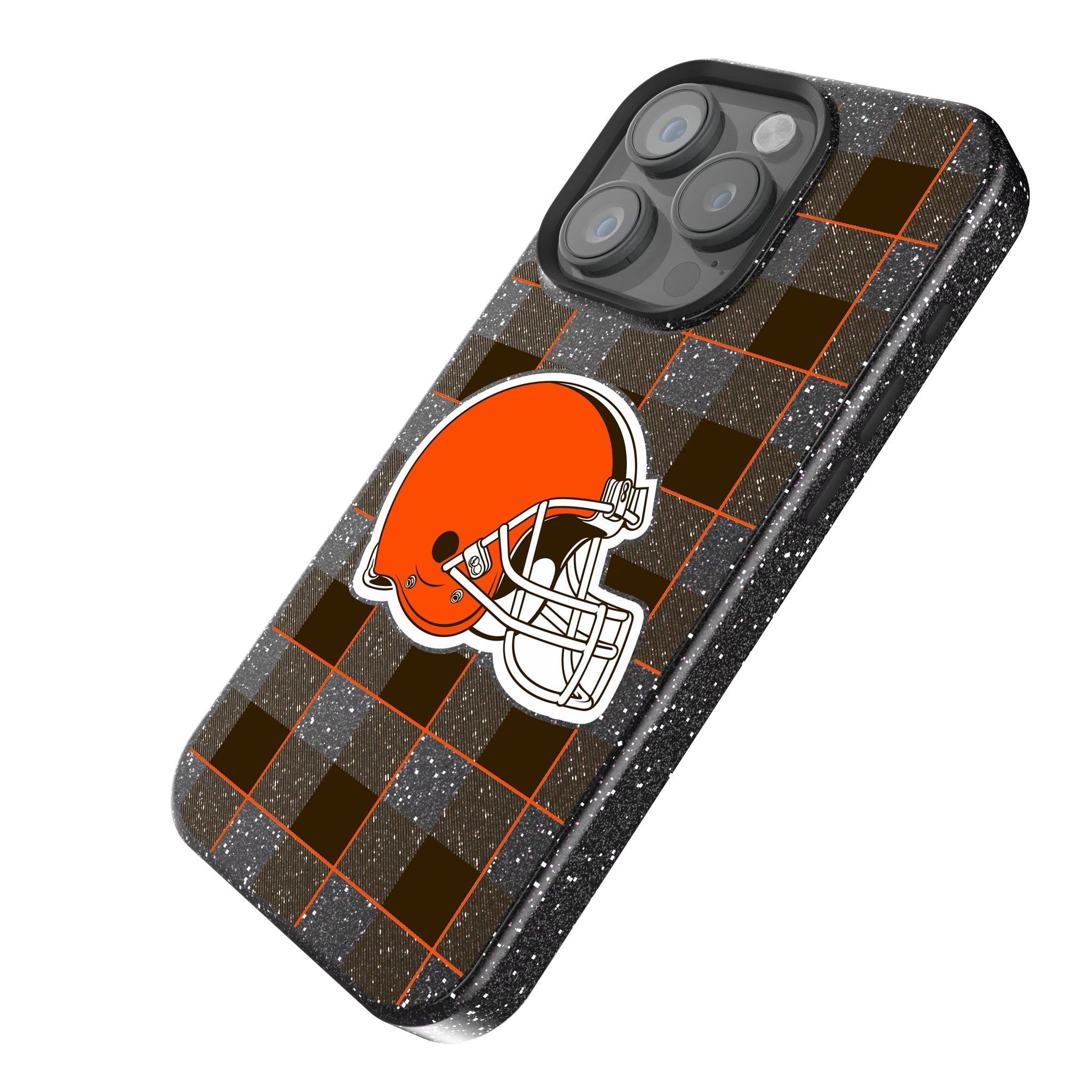 Cleveland Browns Plaid Bling Phone Case for Apple iPhone 2