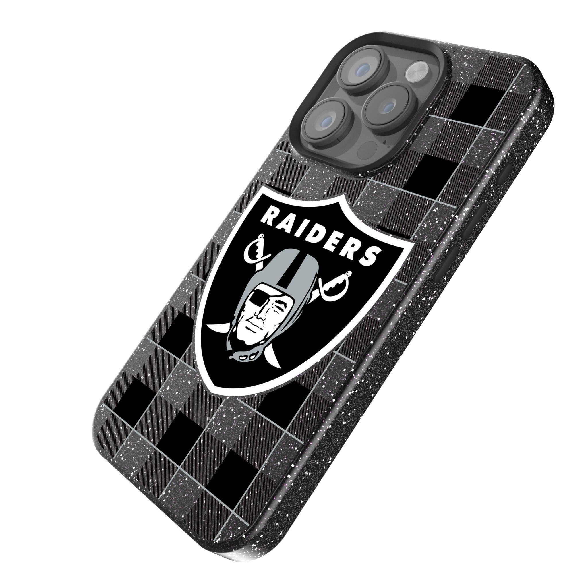Las Vegas Raiders Plaid Bling Phone Case 2