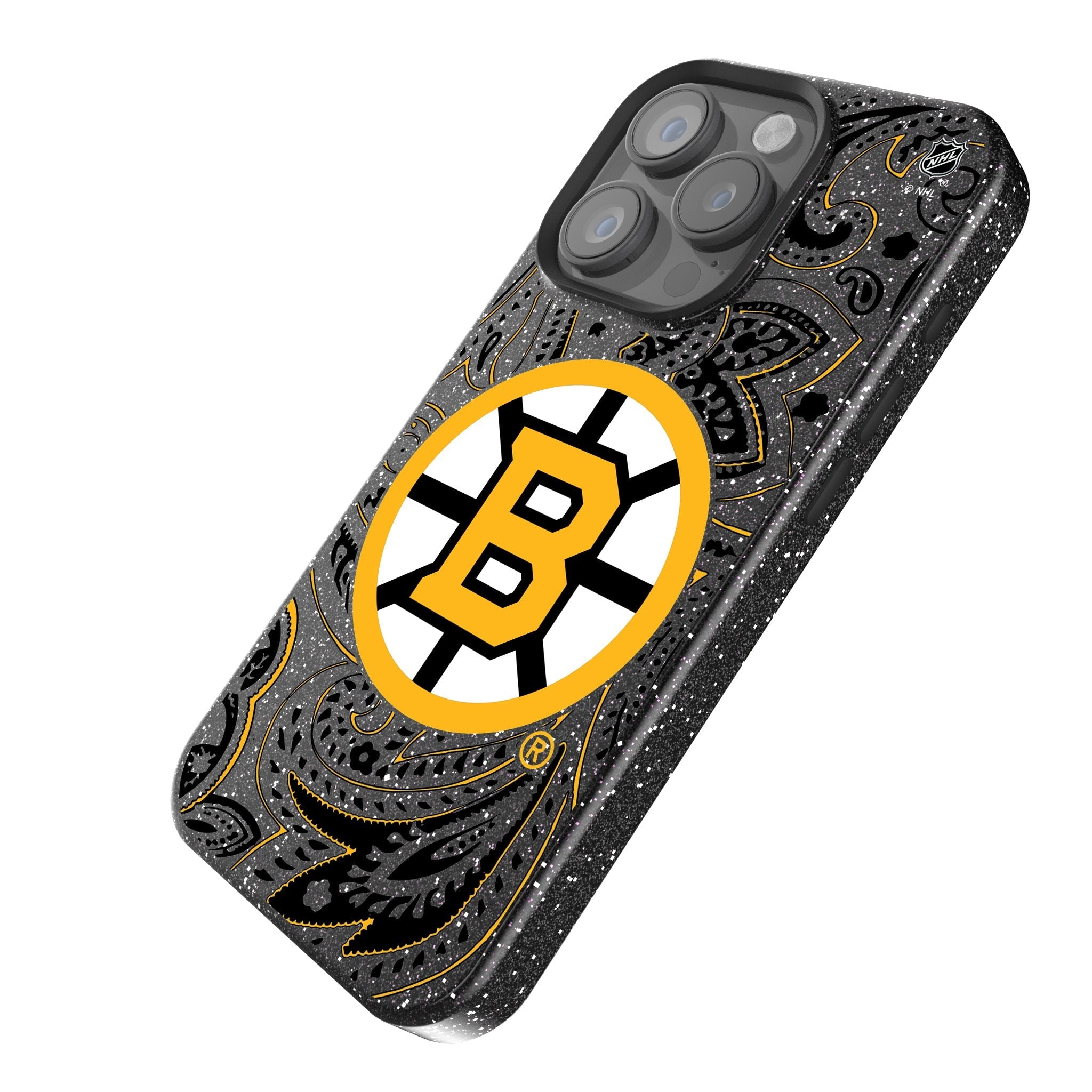 Boston Bruins Paisley Bling Phone Case for Apple iPhone