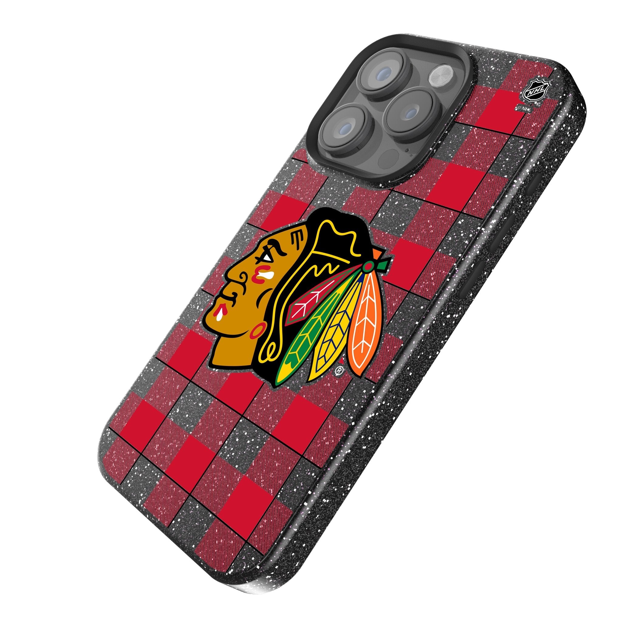 Chicago Blackhawks Plaid Bling Phone Case