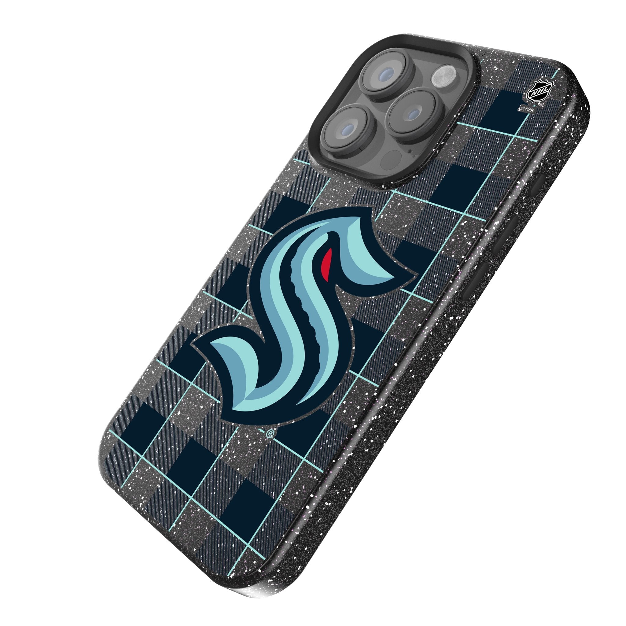 Seattle Kraken Plaid Bling Phone Case