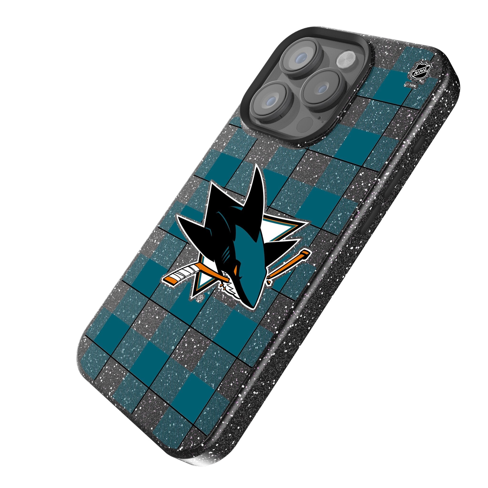 San Jose Sharks Plaid Bling Phone Case