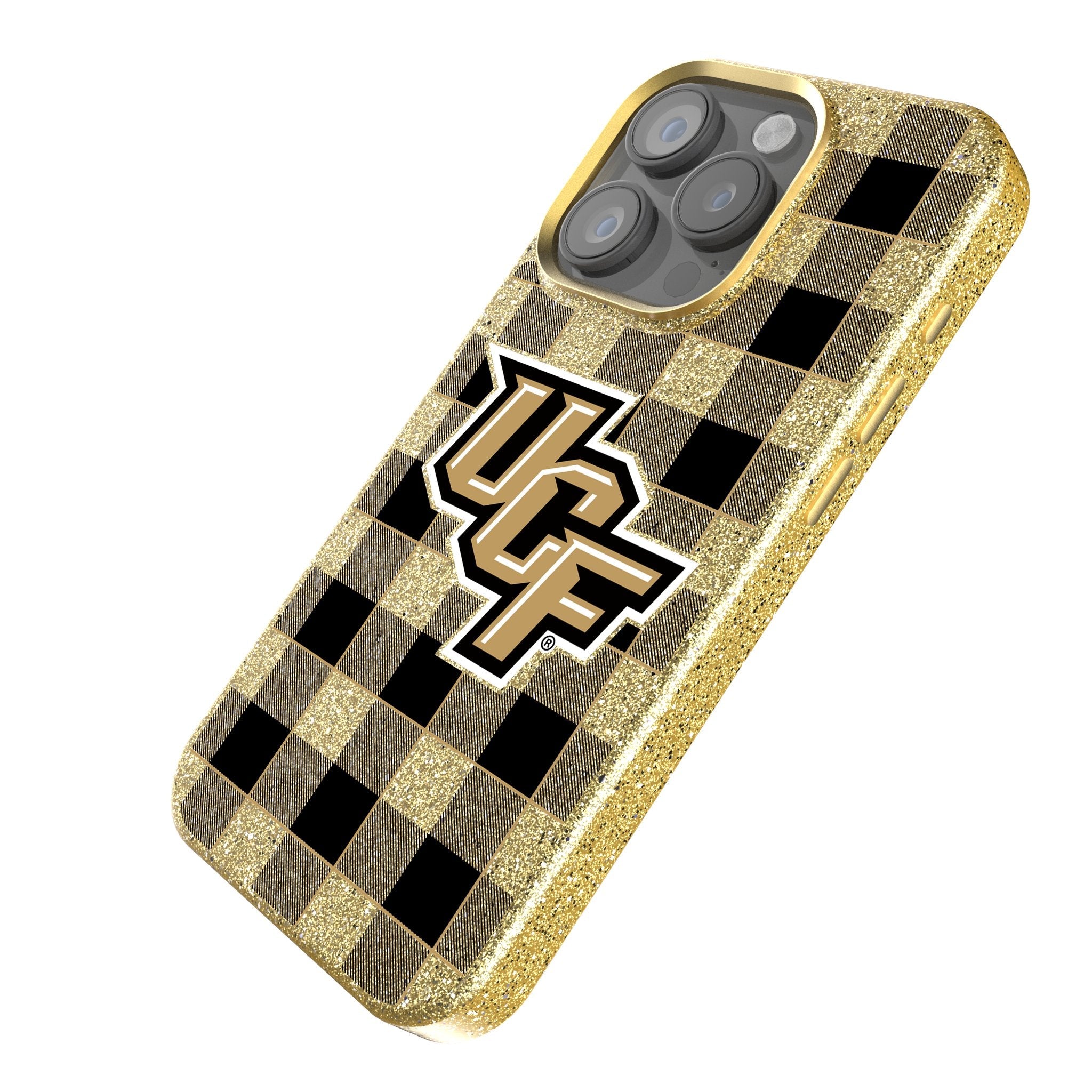 University of Central Florida Golden Knights Plaid Bling Phone Case 2
