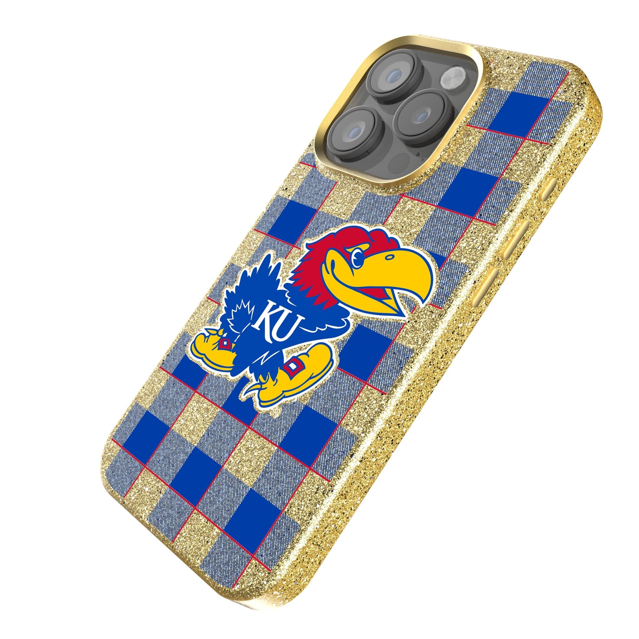 University of Kansas Jayhawks Plaid Bling Phone Case 2