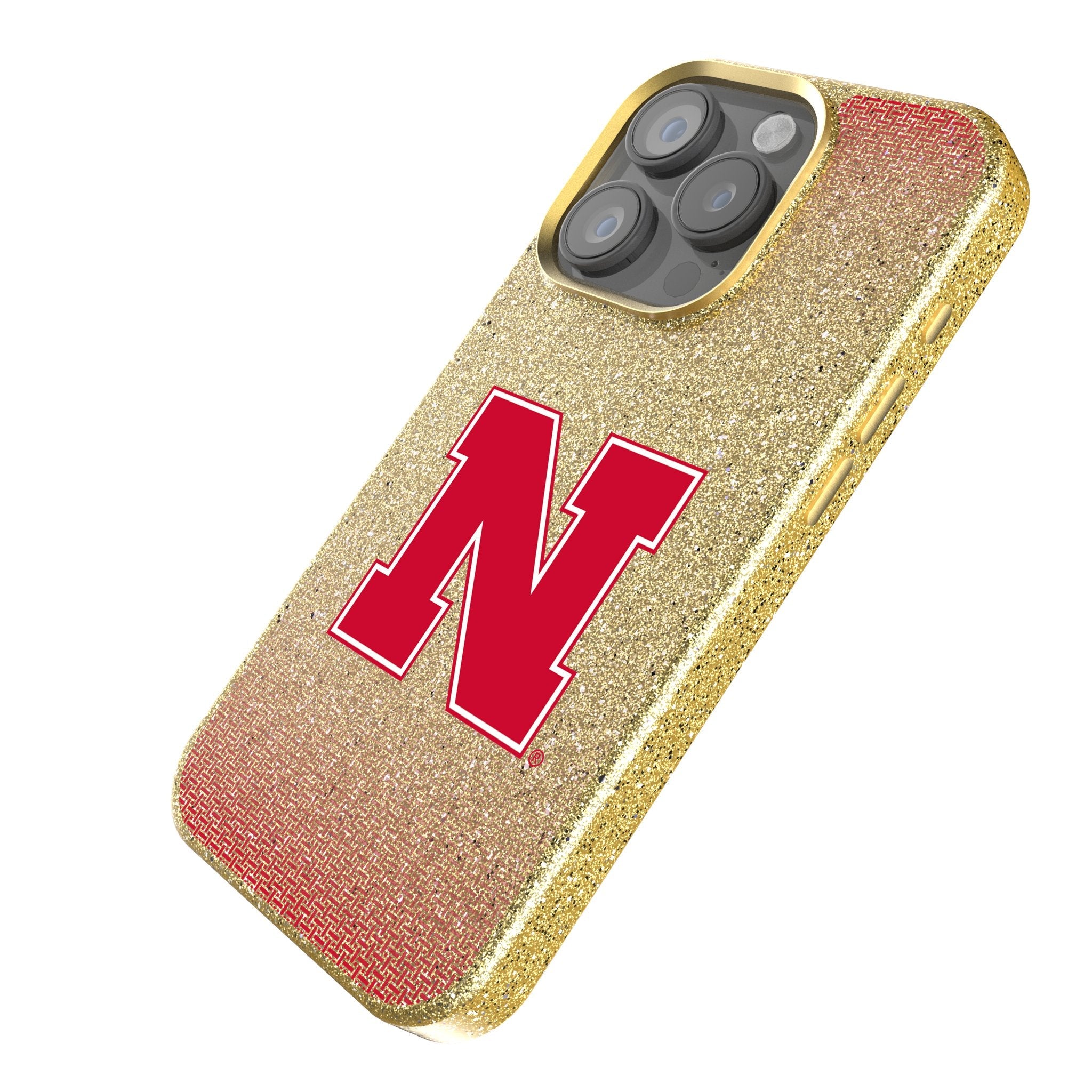 University of Nebraska Huskers Block N Linen Bling Phone Case for Apple iPhone 2