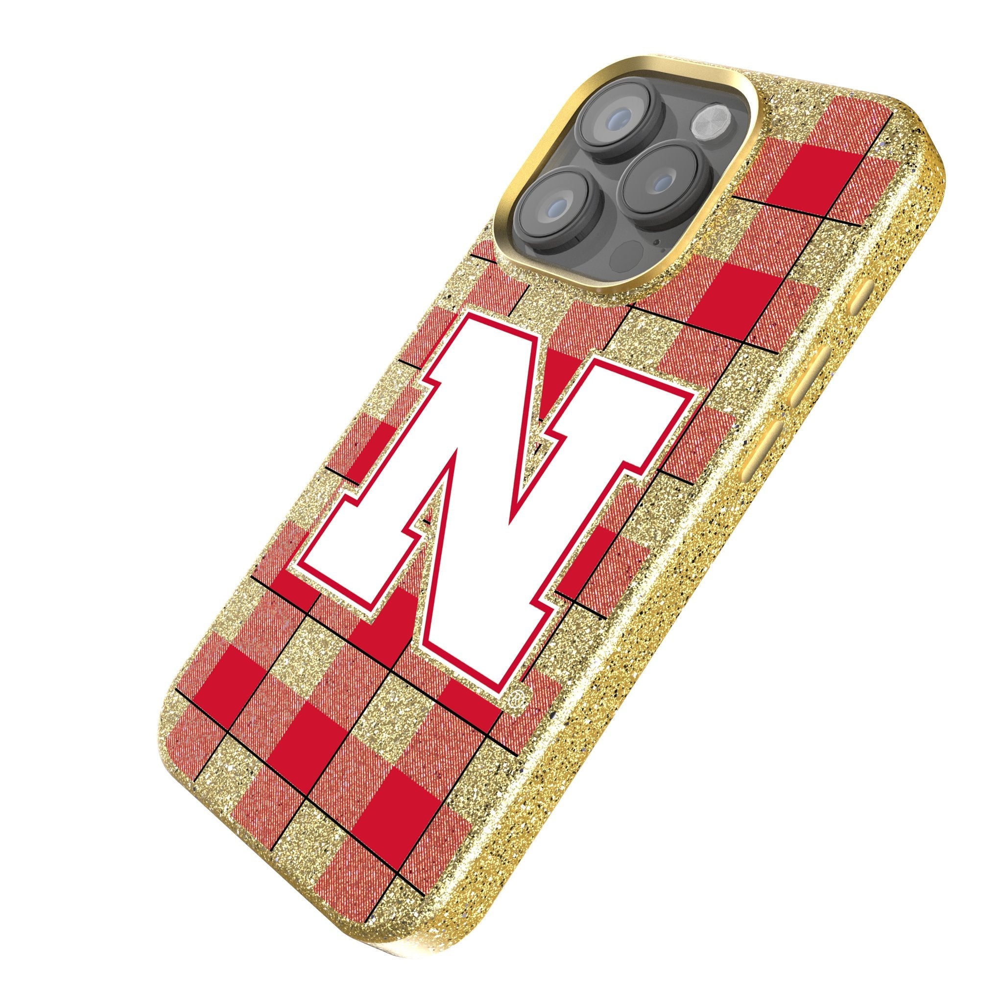 University of Nebraska Huskers Block N Plaid Bling Phone Case