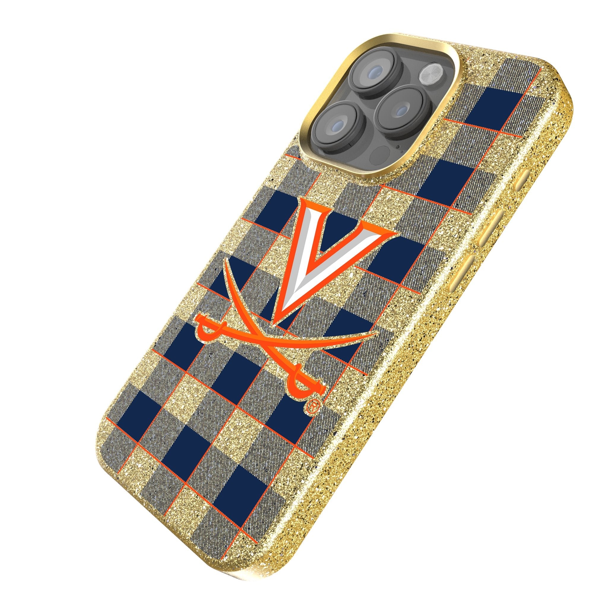 University of Virginia Cavaliers Plaid Bling Phone Case