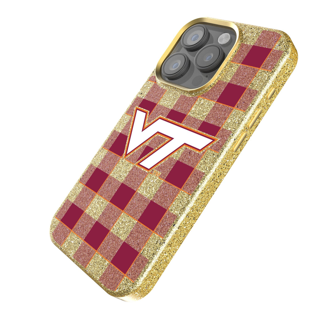 Virginia Tech Hokies Plaid Bling Phone Case 2