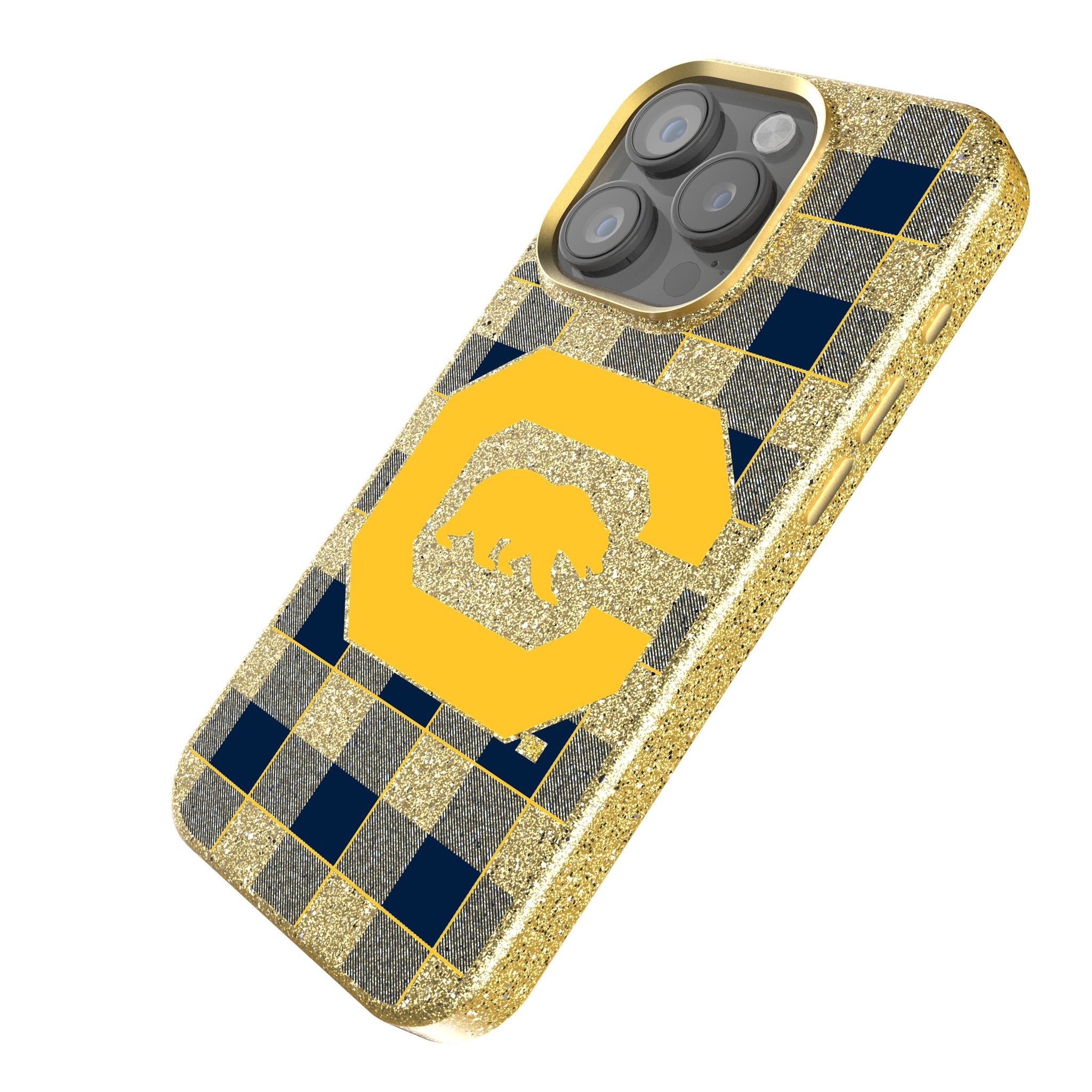 University of California Berkeley Golden Bears Plaid Bling Phone Case 2