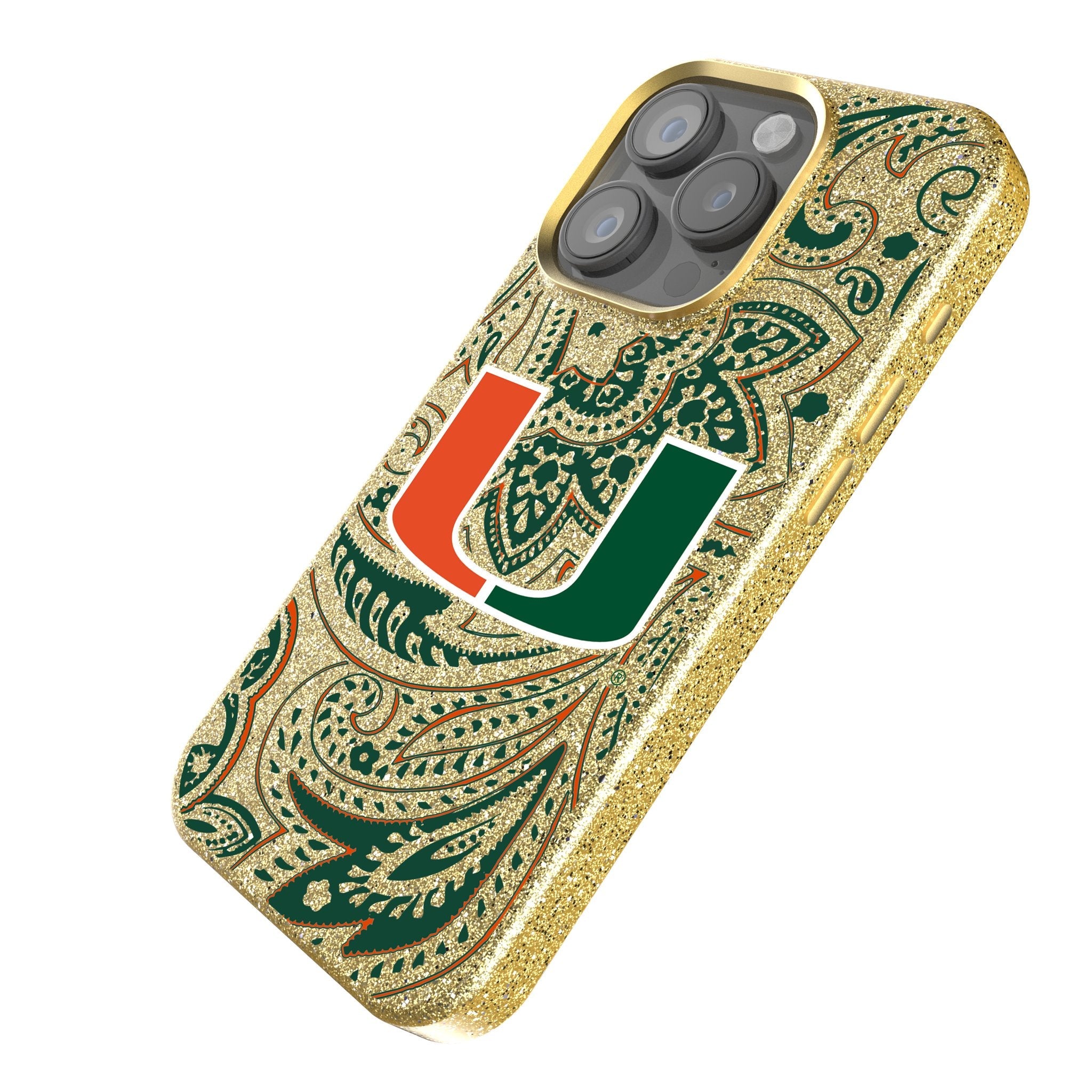 University of Miami Hurricanes Paisley Bling Phone Case 2