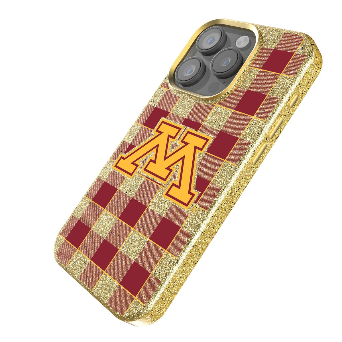 University of Minnesota Golden Gophers Plaid Bling Phone Case 2