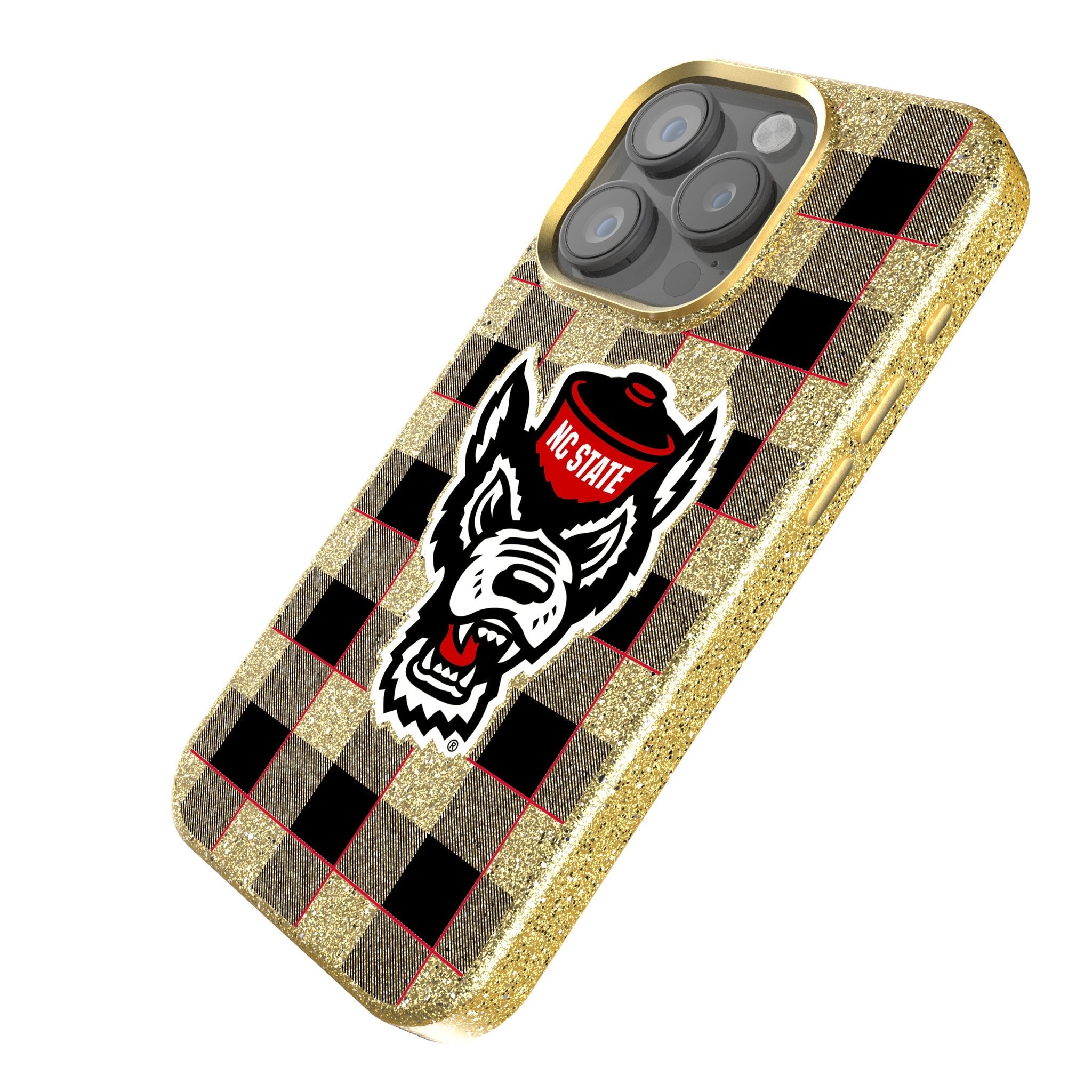 North Carolina State University Wolfpack Plaid Bling Phone Case