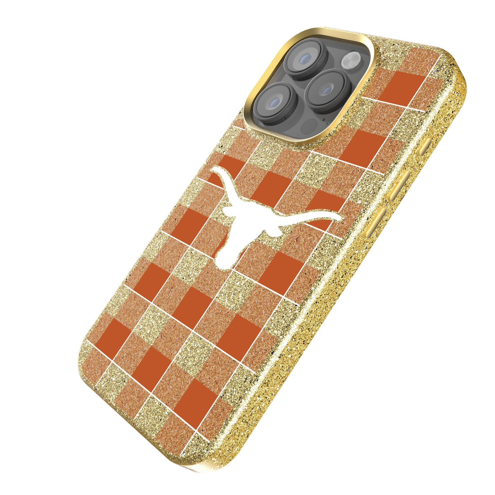 University of Texas Longhorns Plaid Bling Phone Case 2