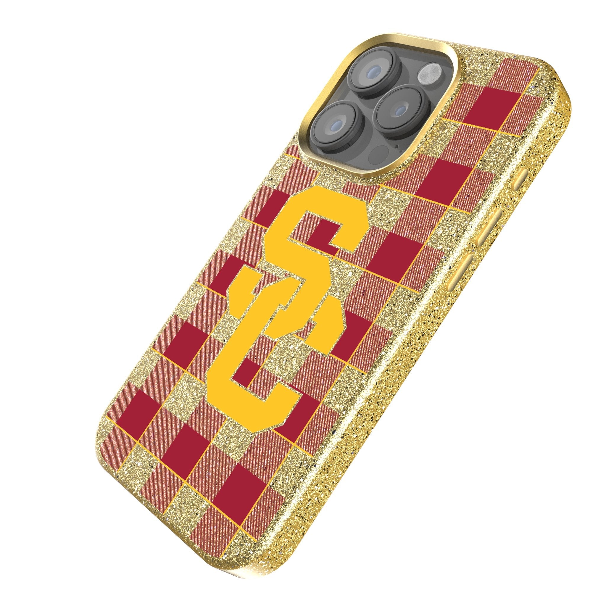 University of Southern California Trojans Plaid Bling Phone Case