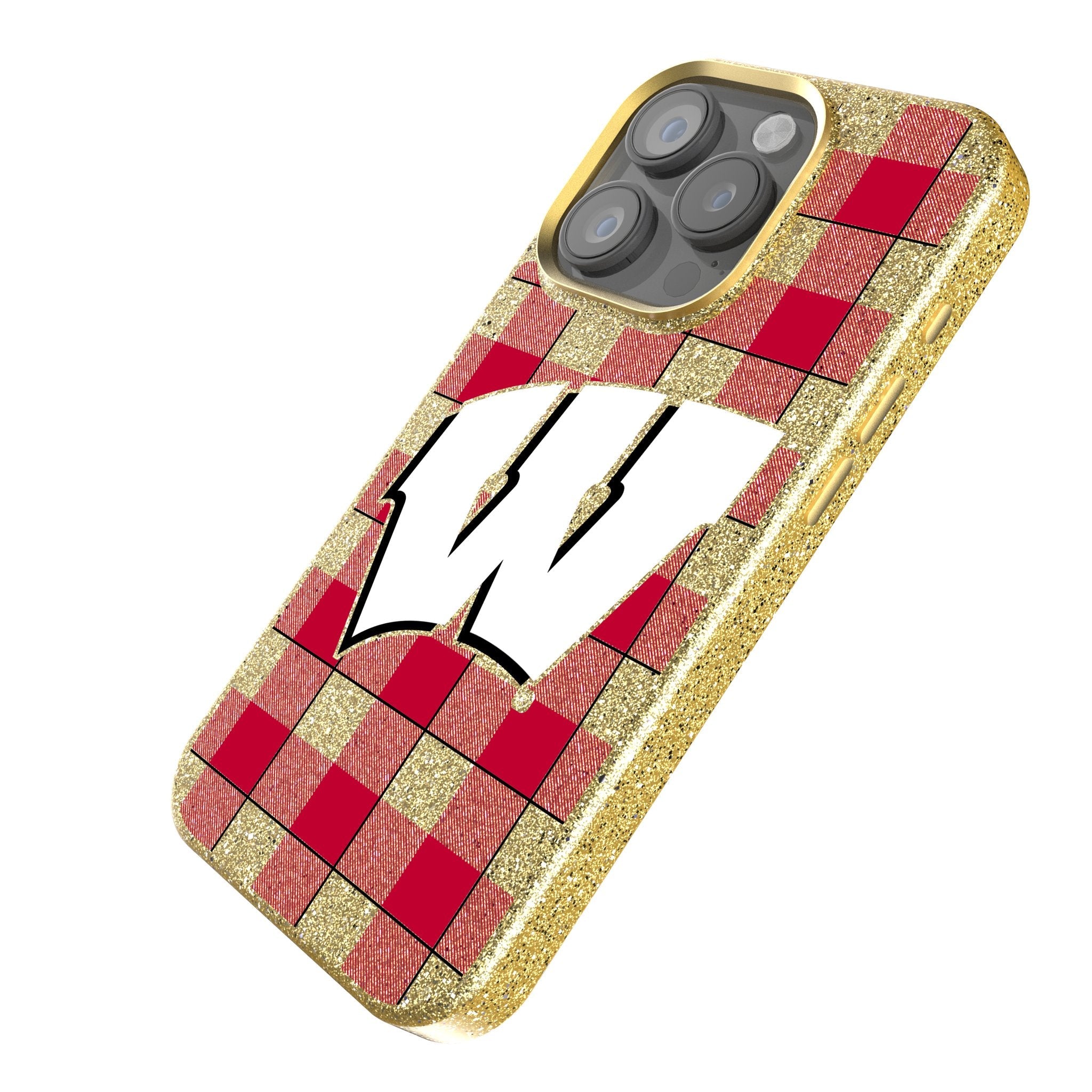 University of Wisconsin Badgers Plaid Bling Phone Case