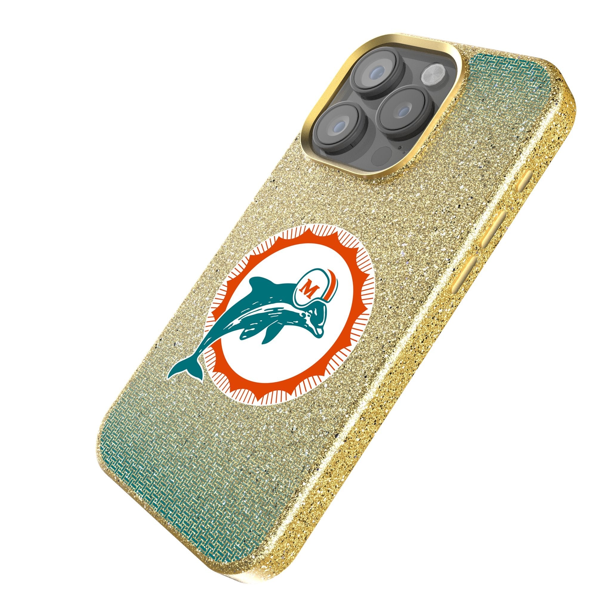 Miami Dolphins 1966-1973 Historic Collection Linen Bling Phone Case for Apple iPhone 2
