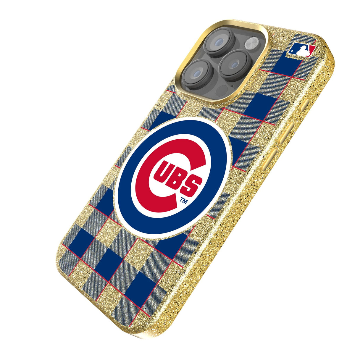 Chicago Cubs Plaid Bling Phone Case 2