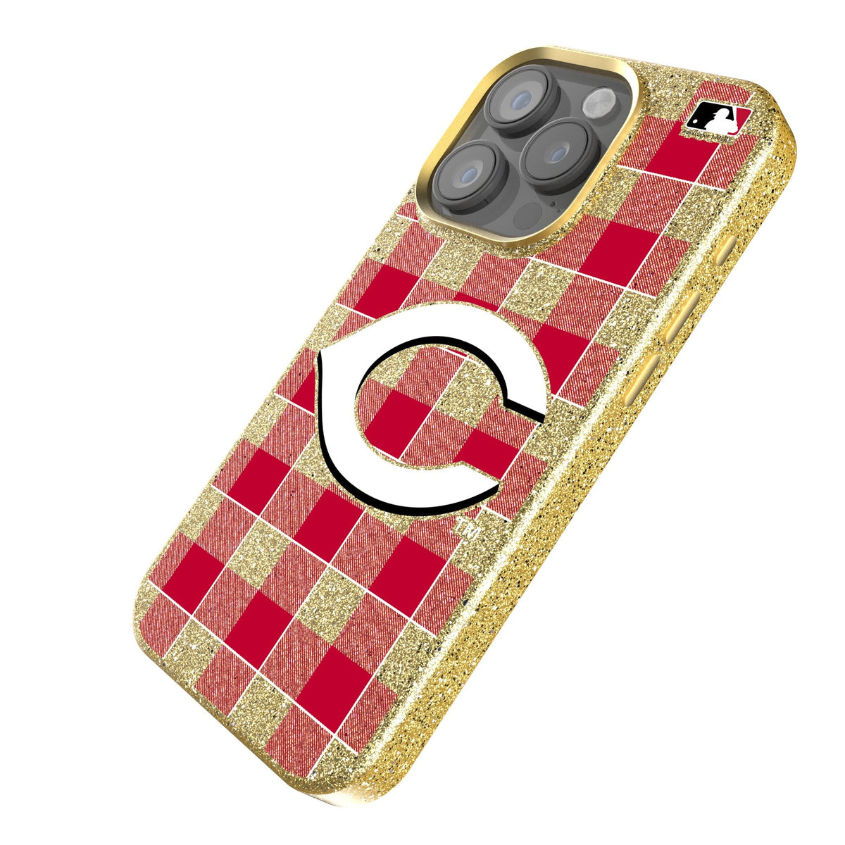 Cincinnati Reds Plaid Bling Phone Case 2