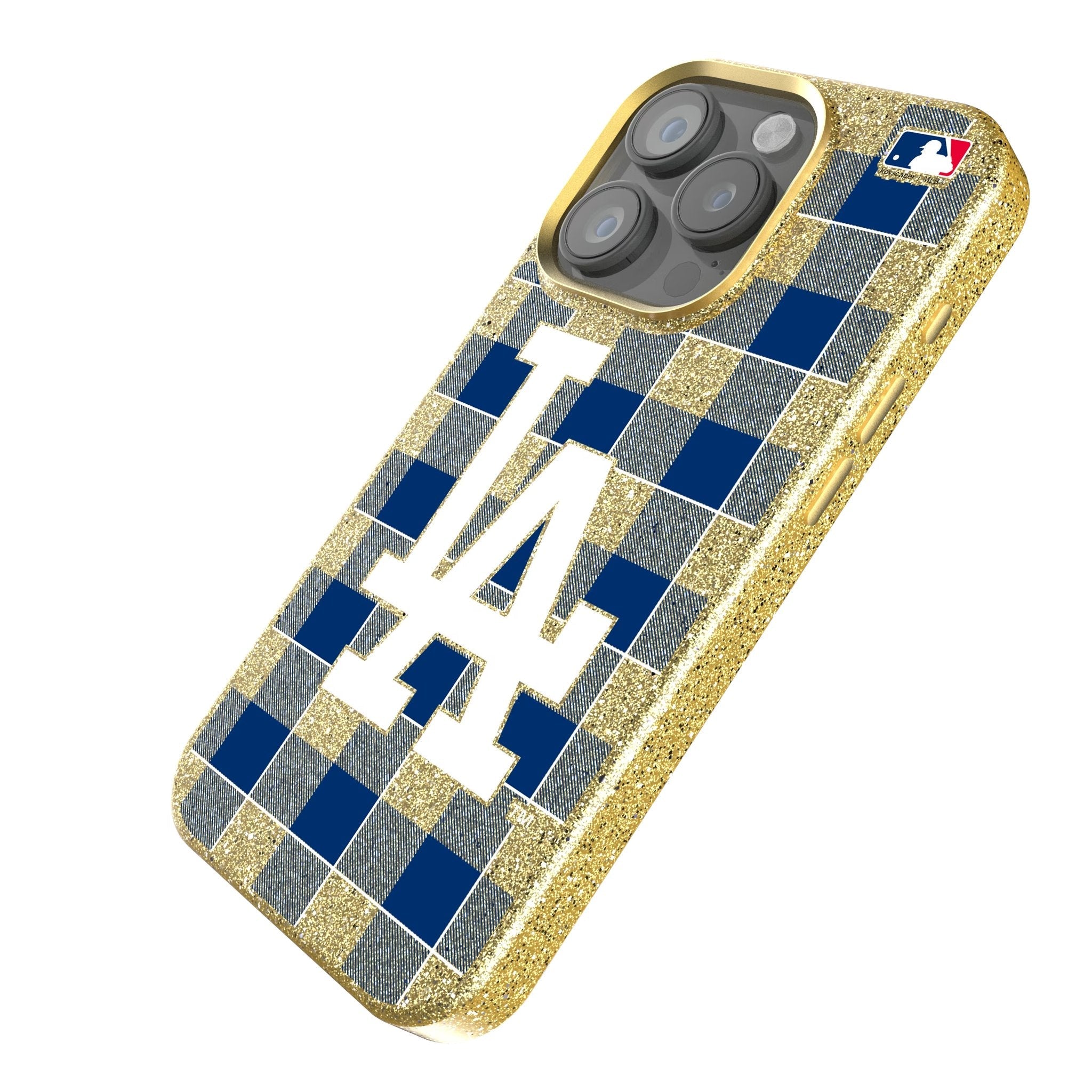 LA Dodgers Plaid Bling Phone Case for Apple iPhone 2