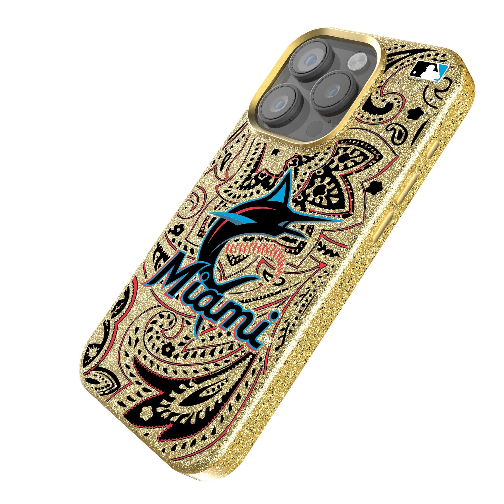 Miami Marlins Paisley Bling Phone Case 2