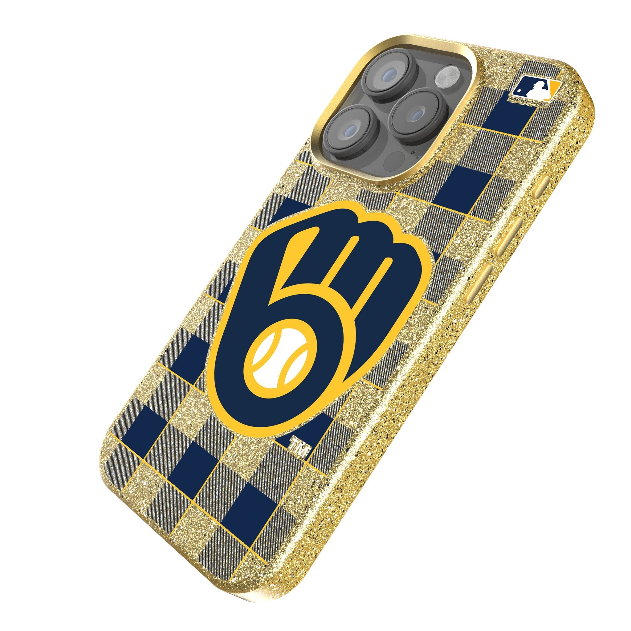 Milwaukee Brewers Plaid Bling Phone Case 2