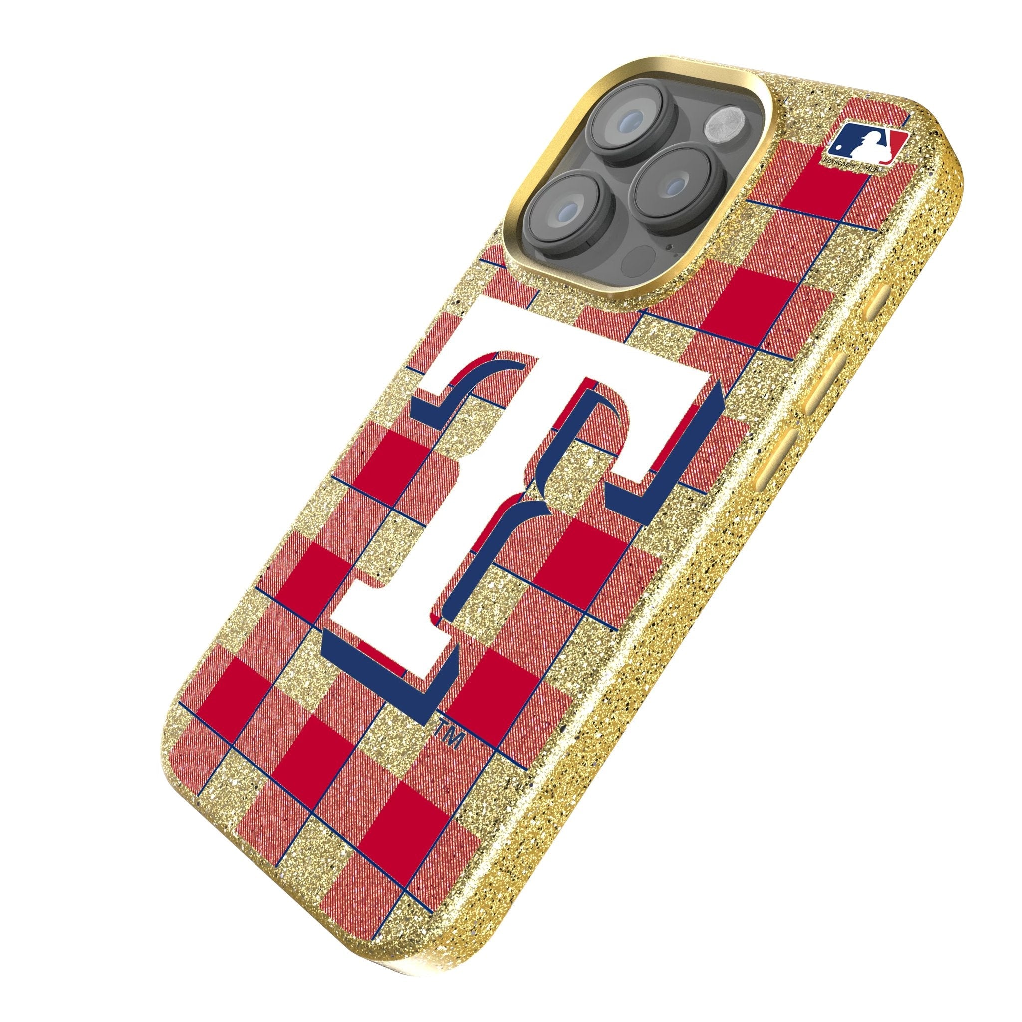 Texas Rangers Plaid Bling Phone Case for Apple iPhone