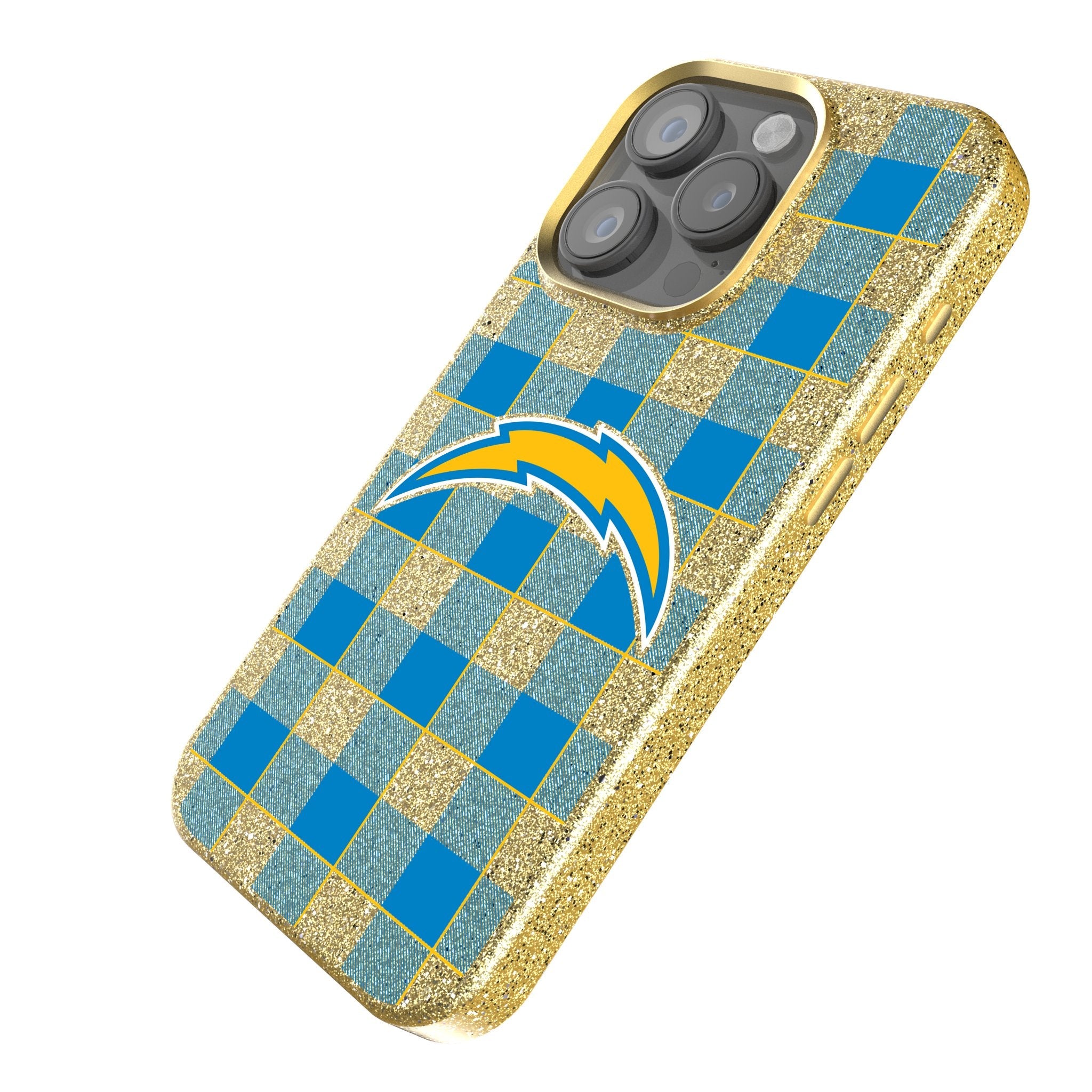 Los Angeles Chargers Plaid Bling Phone Case 2