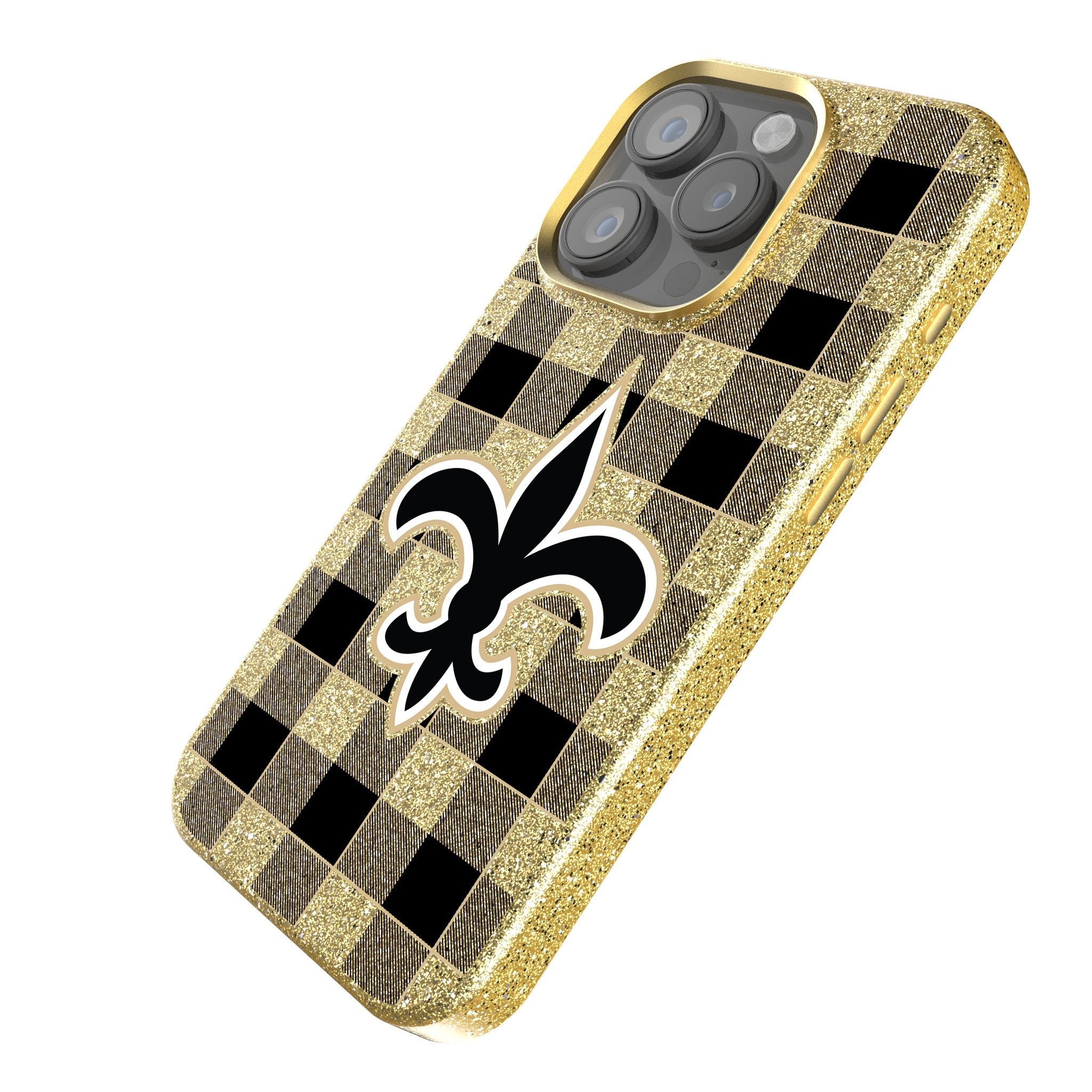 New Orleans Saints Plaid Bling Phone Case