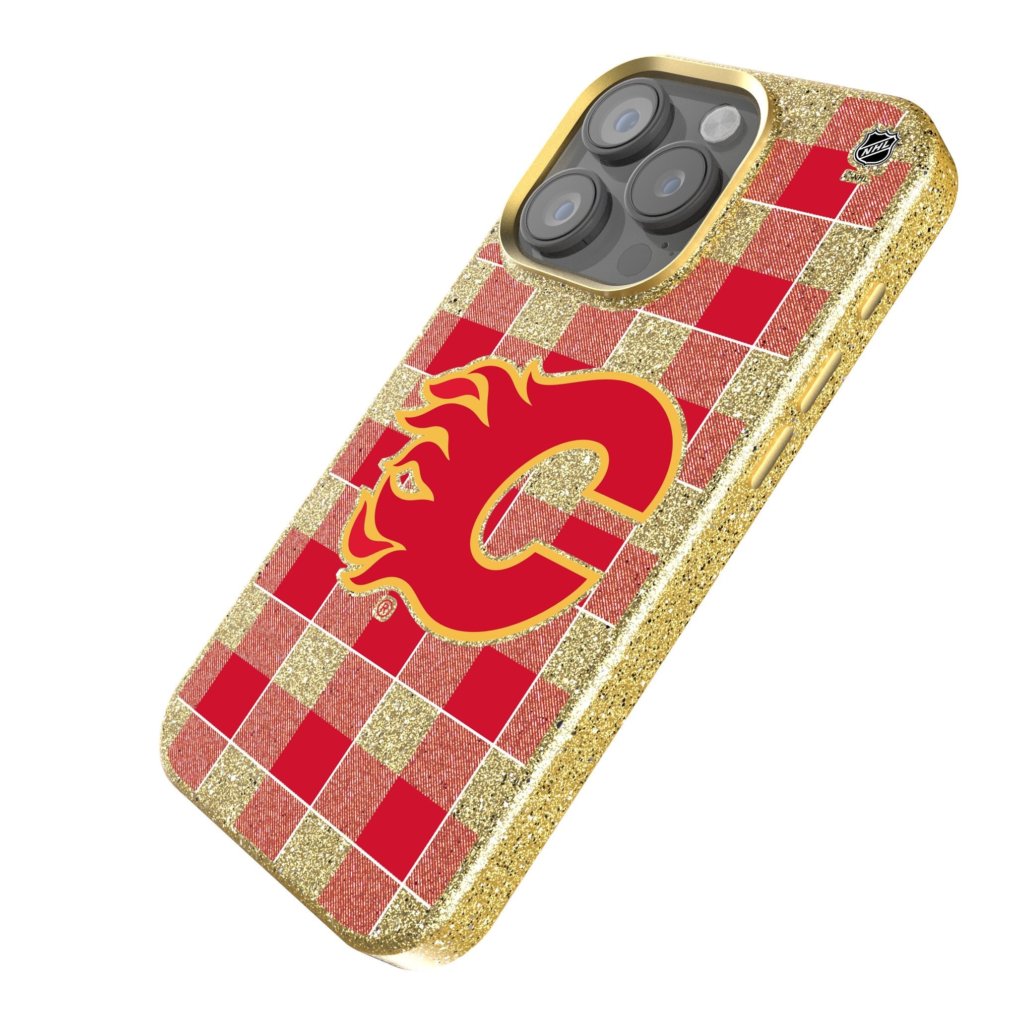 Calgary Flames Plaid Bling Phone Case